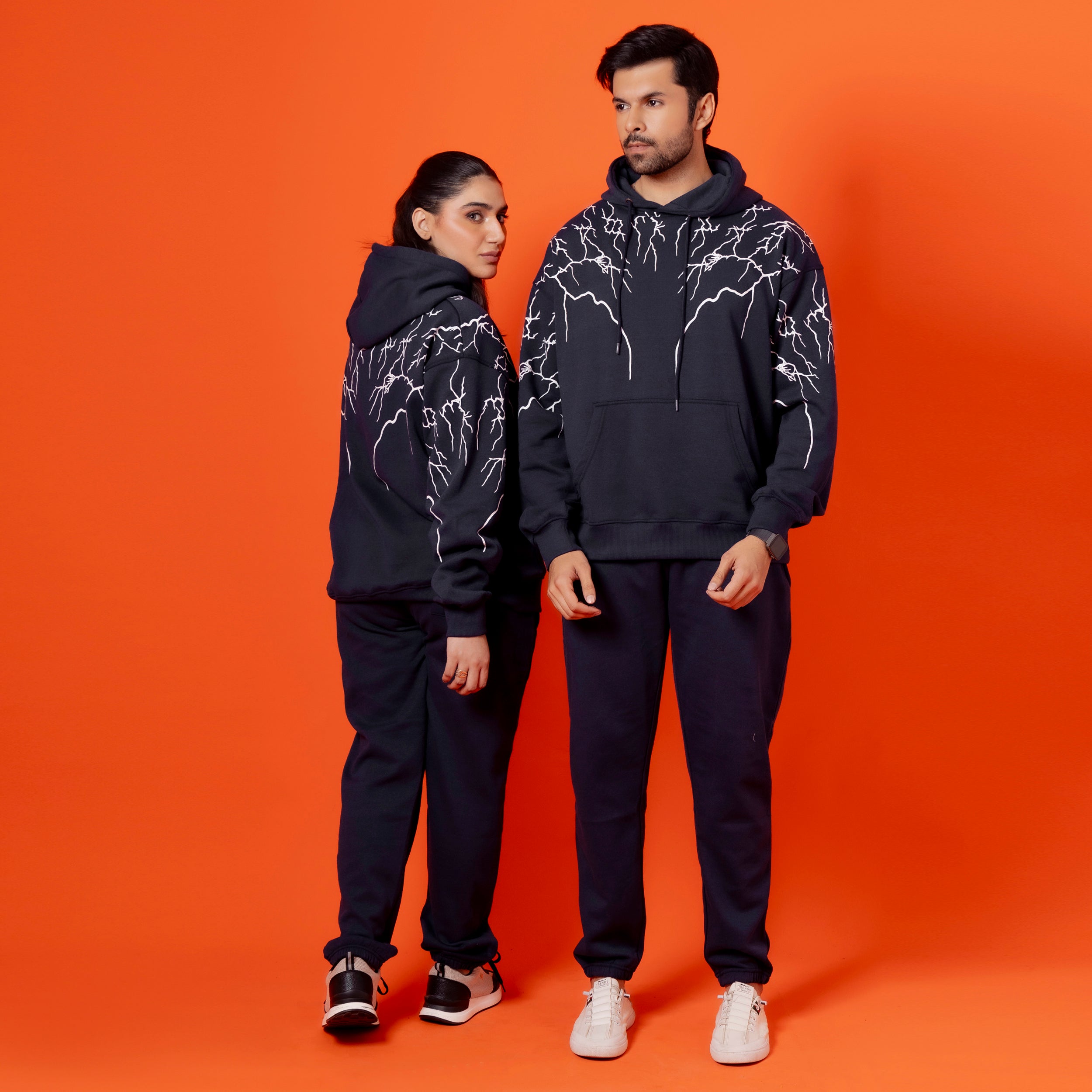 Black Men Graphic Fleece Tracksuit