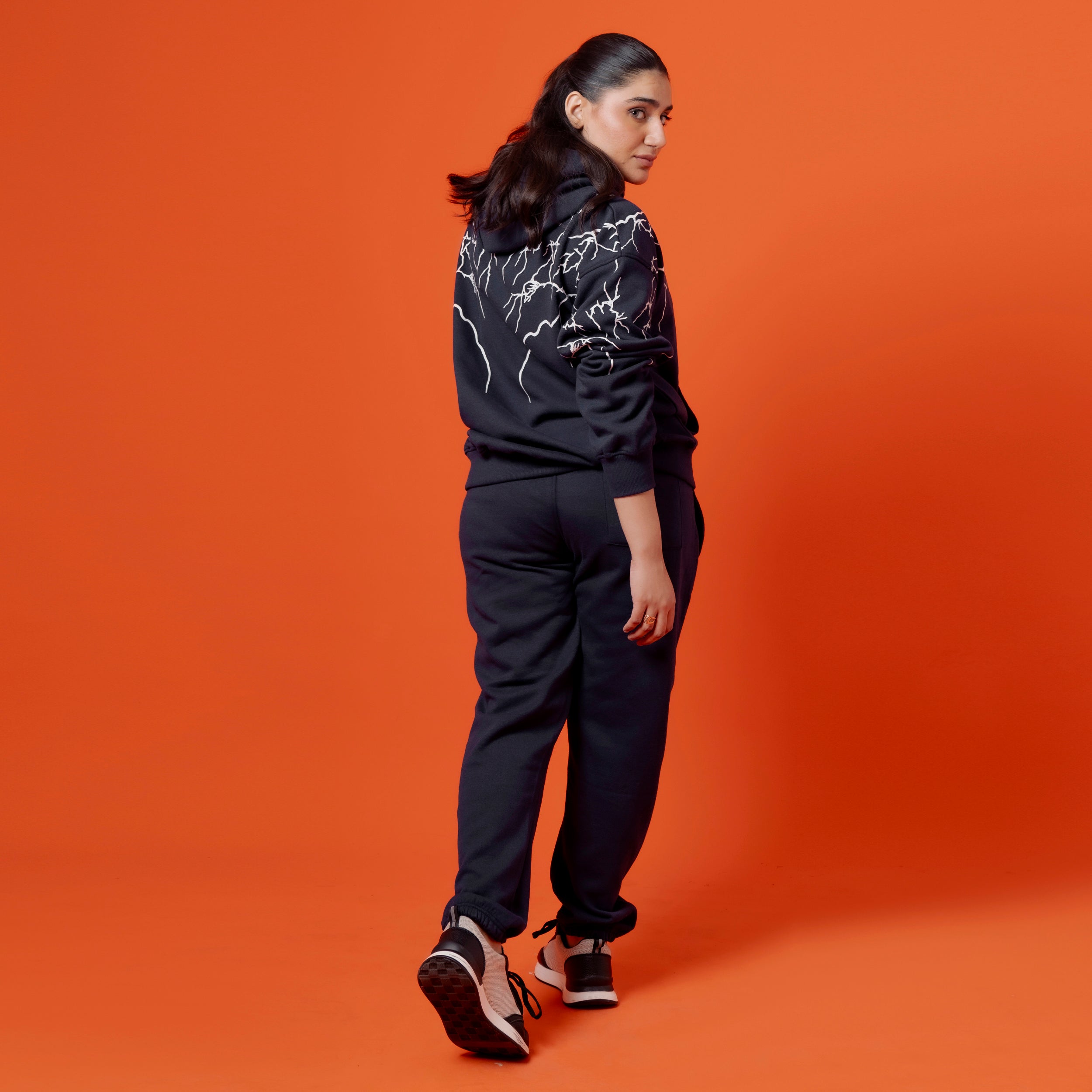 Black Women Graphic Fleece Tracksuit