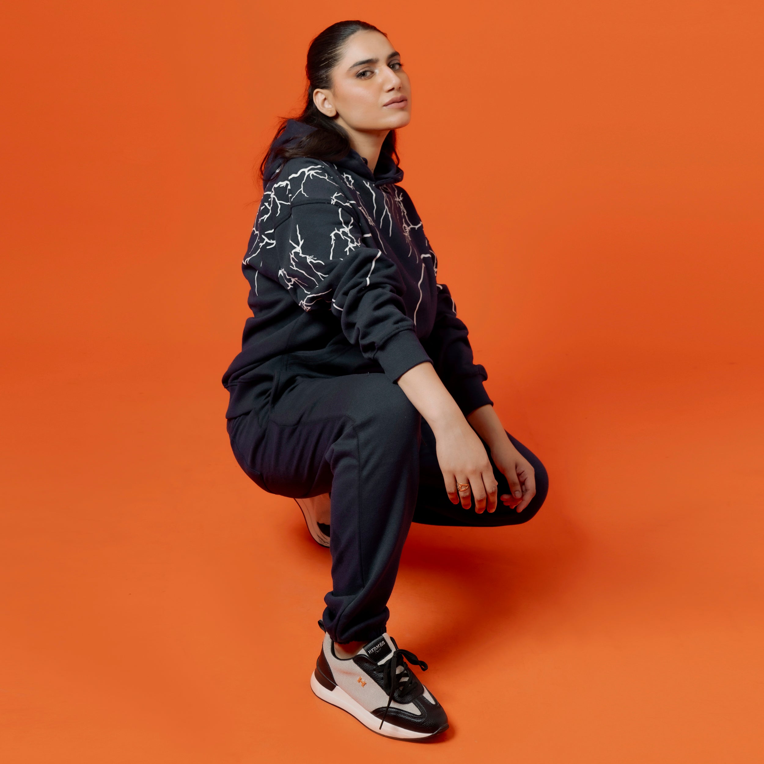 Black Women Graphic Fleece Tracksuit