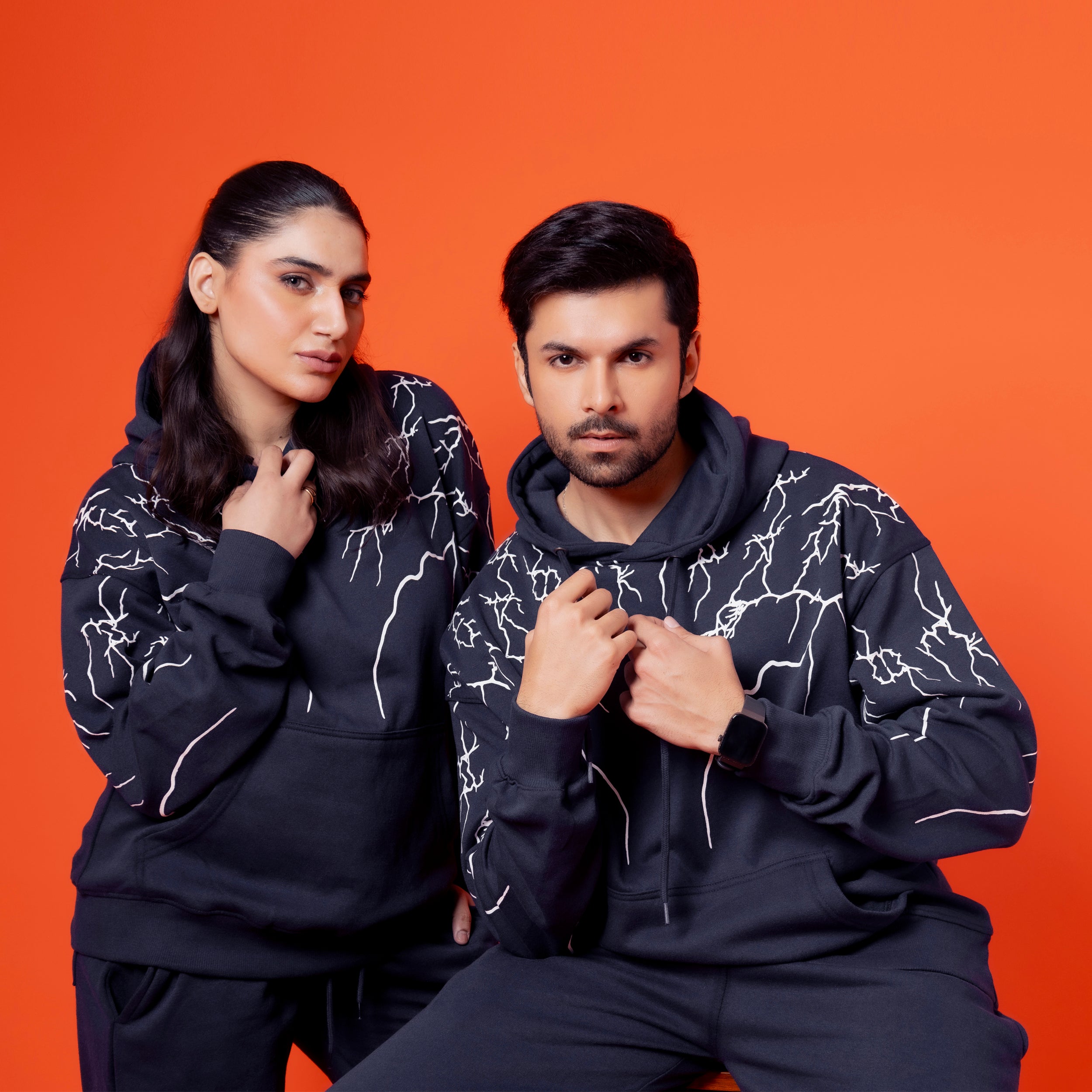 Women Blue Graphic Fleece Tracksuit