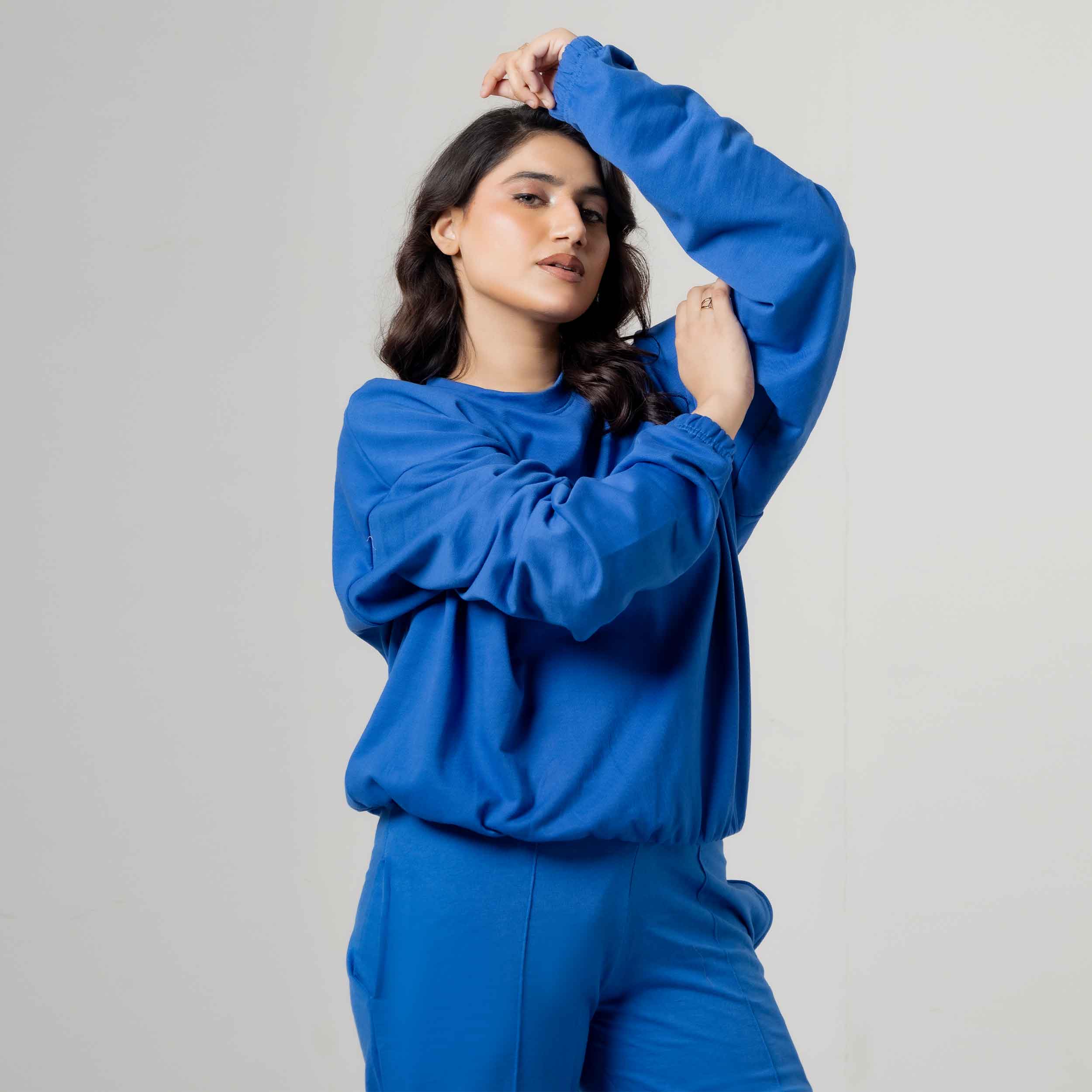 Vibrant Blue Casual Tracksuit Set