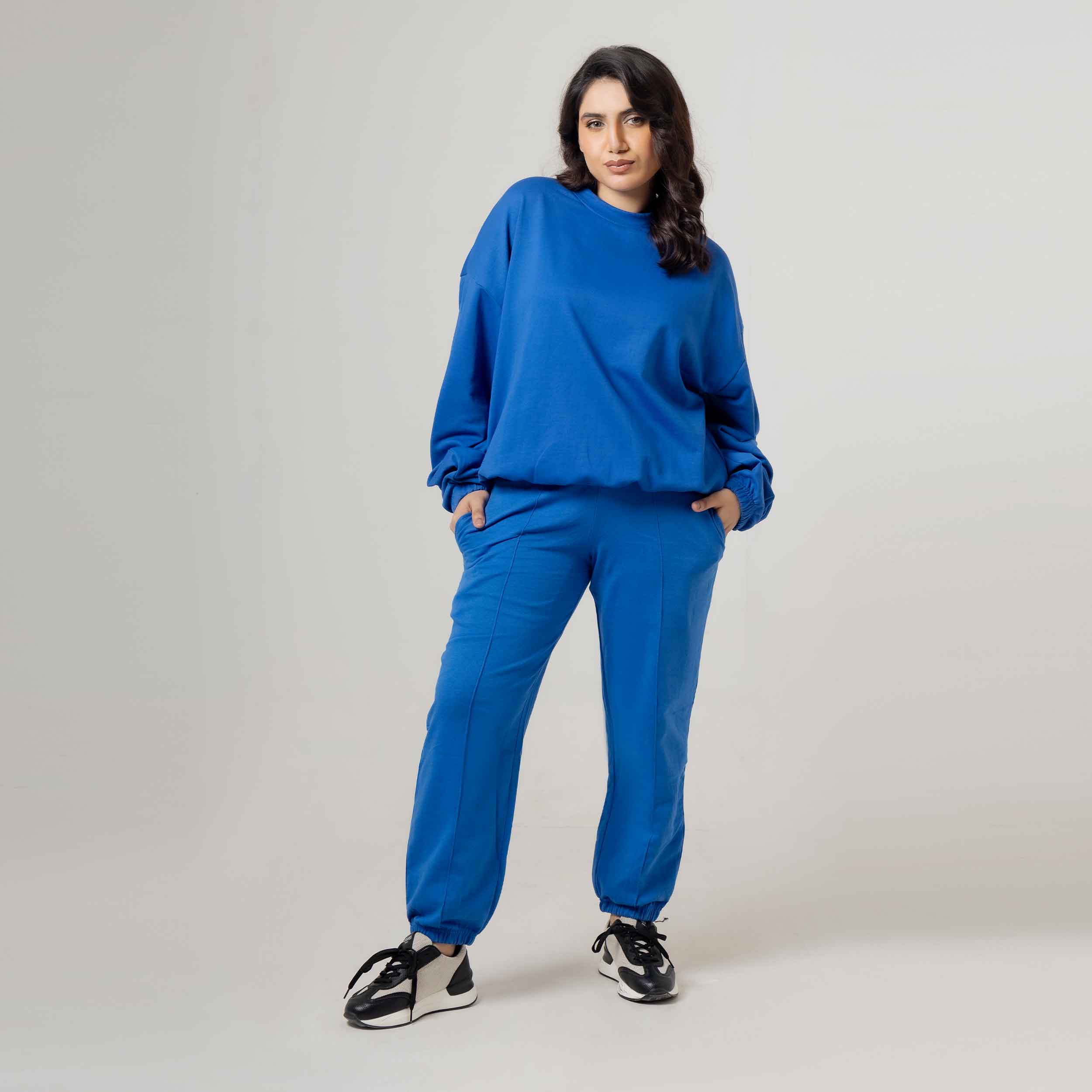 Vibrant Blue Casual Tracksuit Set