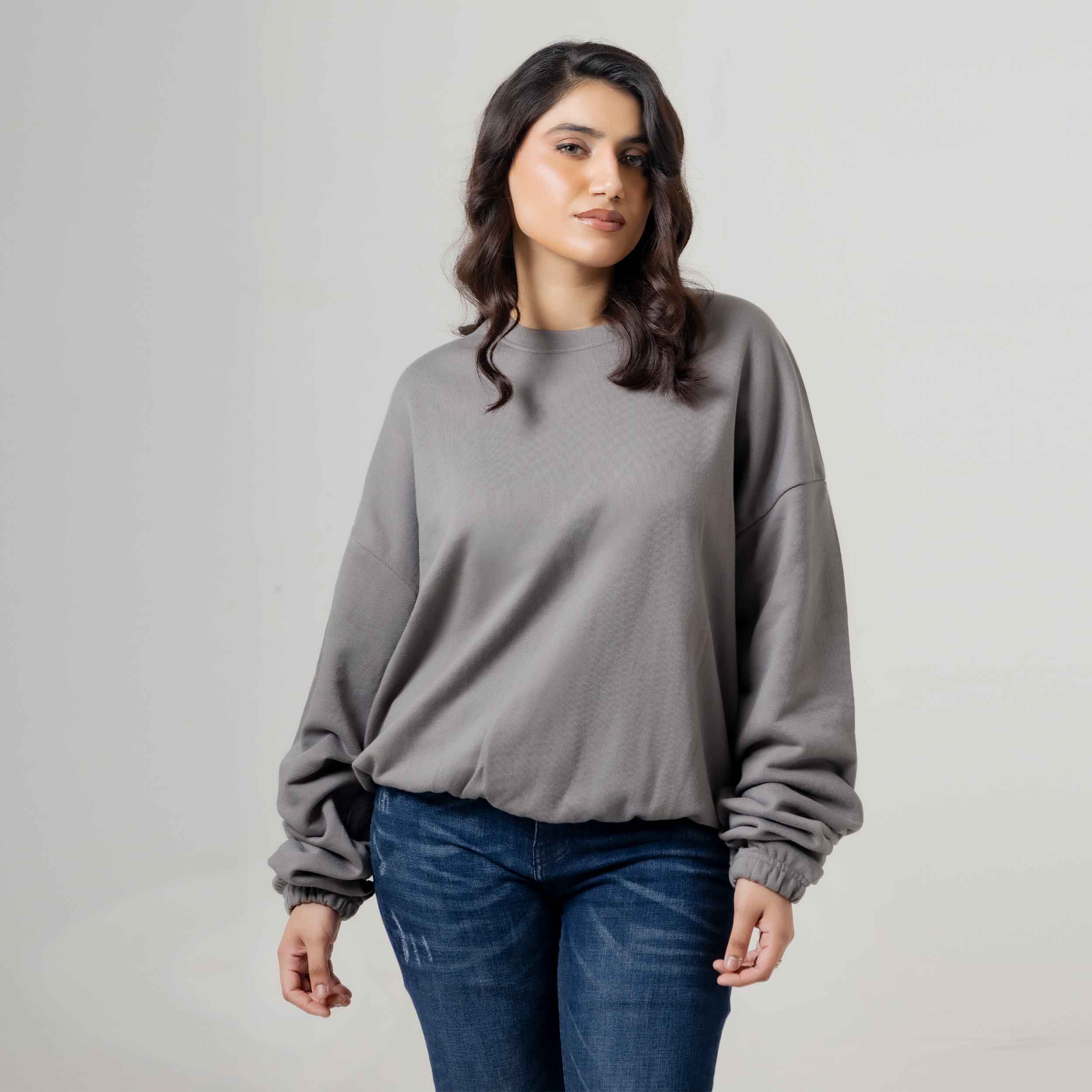 Comfort Fleece Solid Grey Sweatshirt