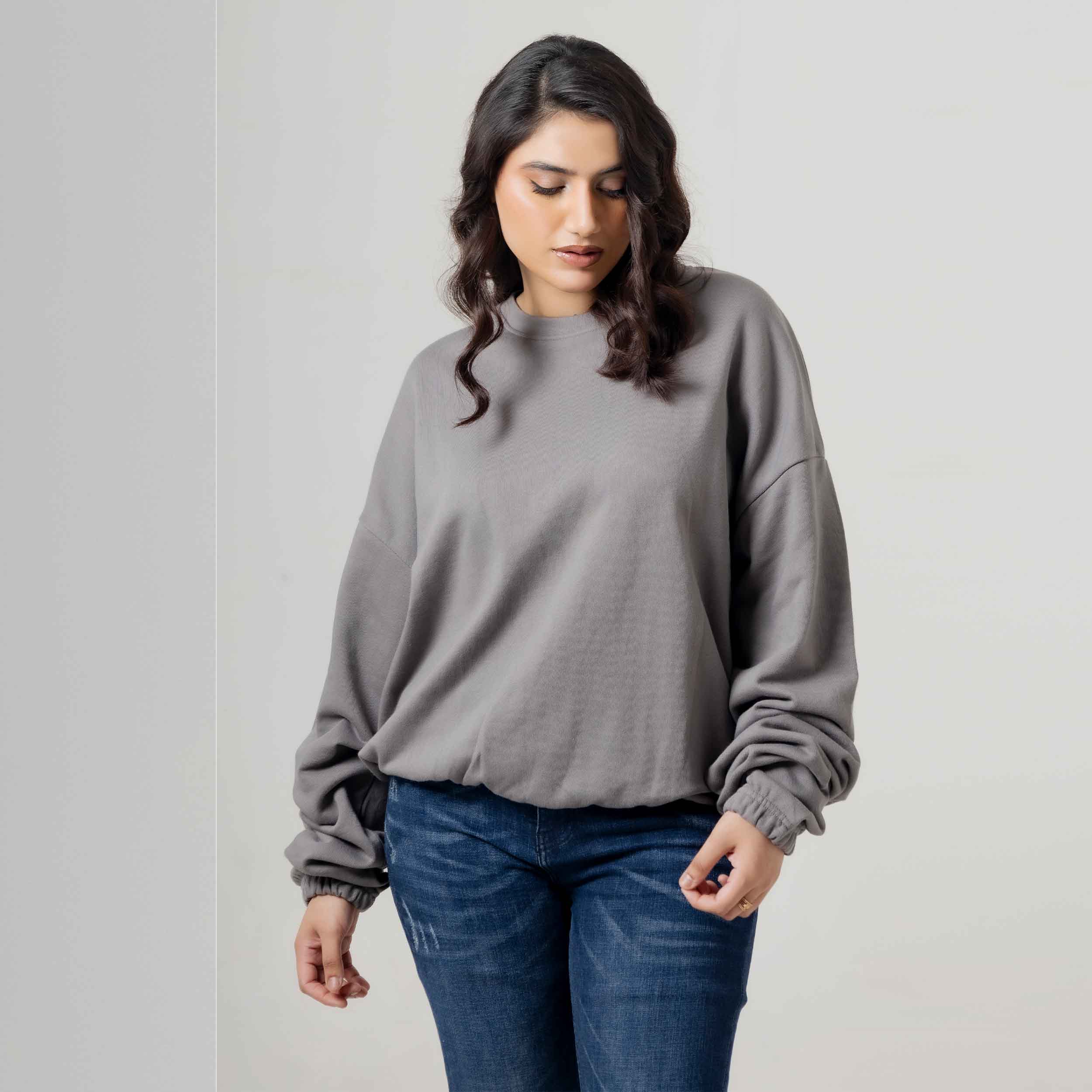 Comfort Fleece Solid Grey Sweatshirt