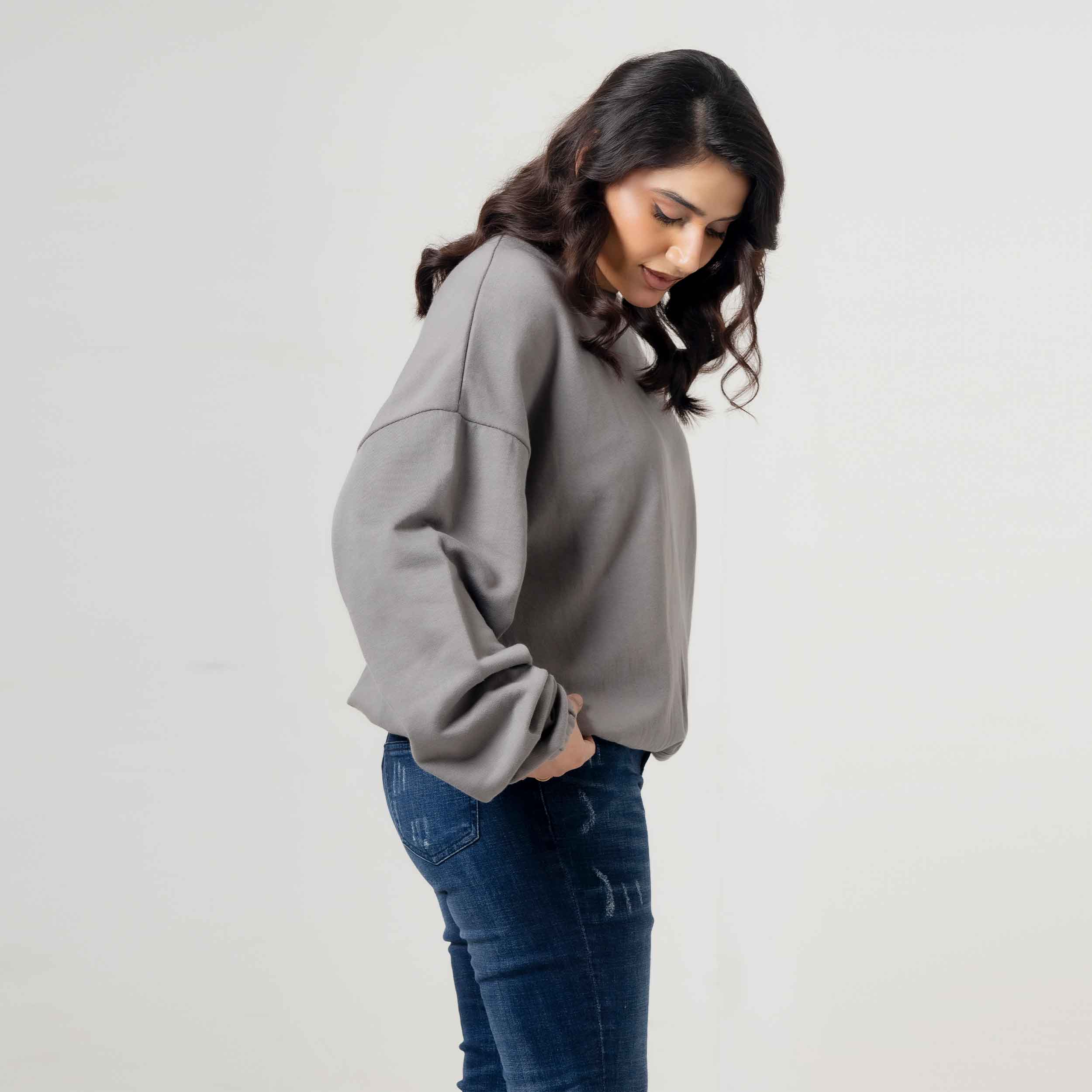 Comfort Fleece Solid Grey Sweatshirt