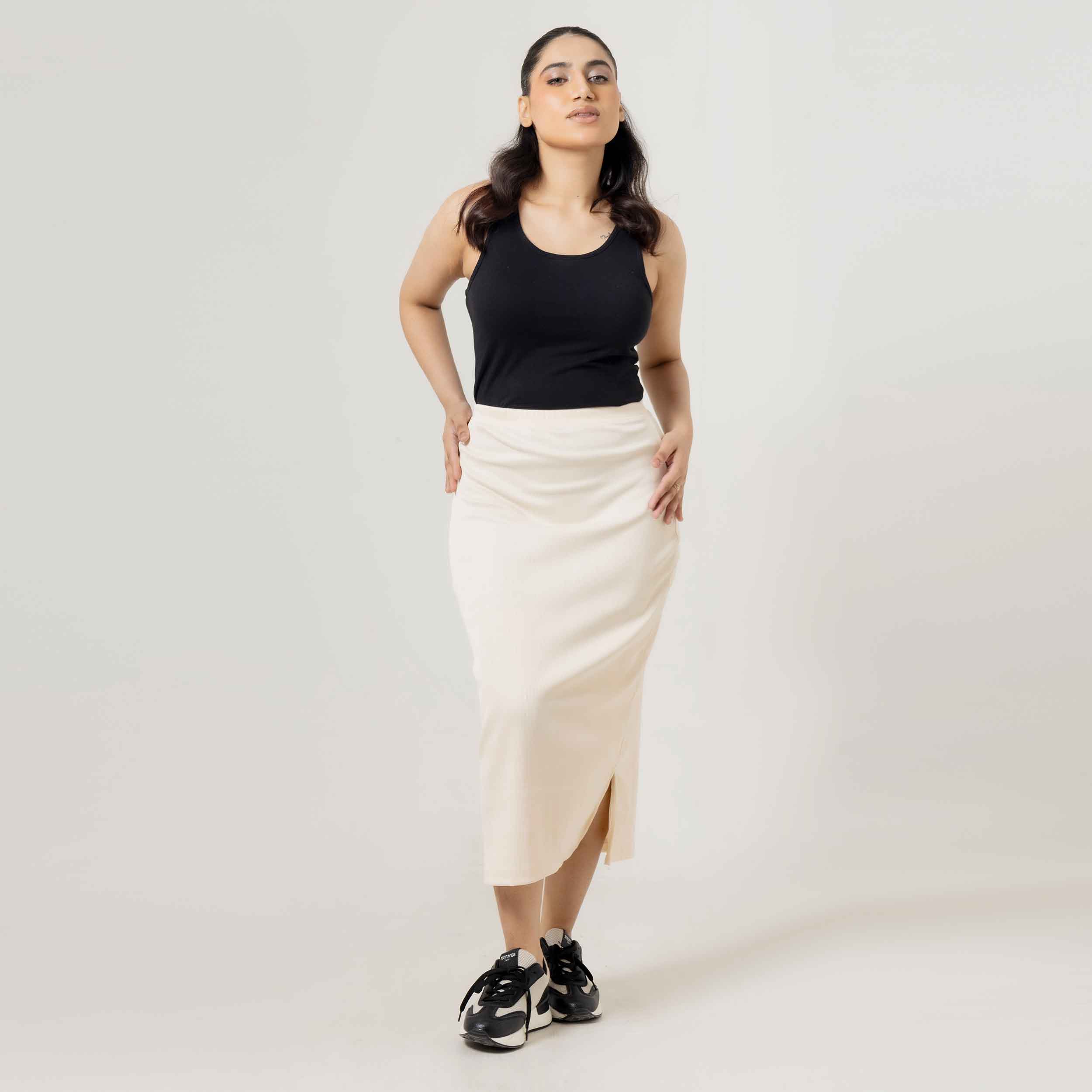 Comfort Knit Side Slit Pencil Skirt