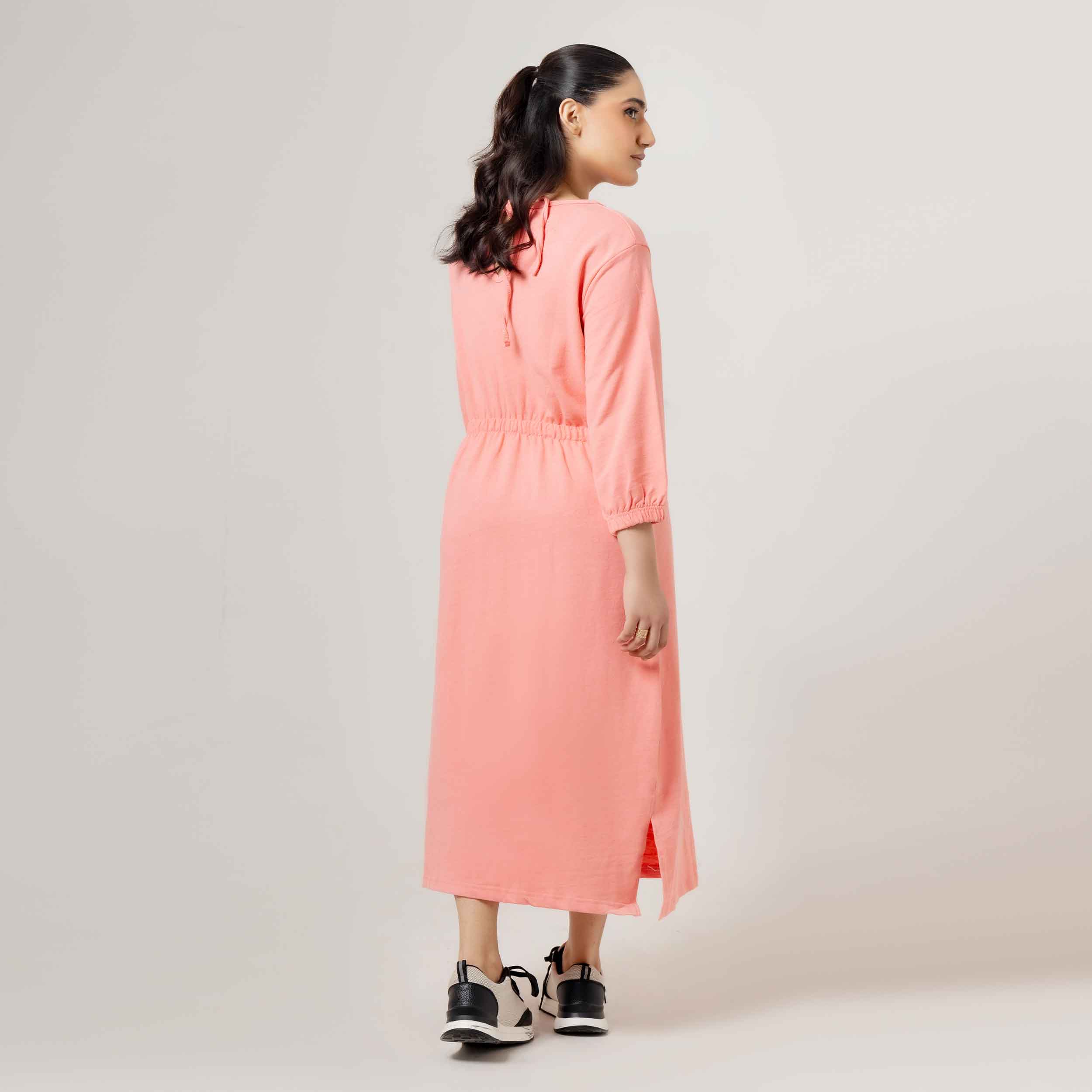 Relaxed Fit Jersey Day Dress with Elastic Cuffs
