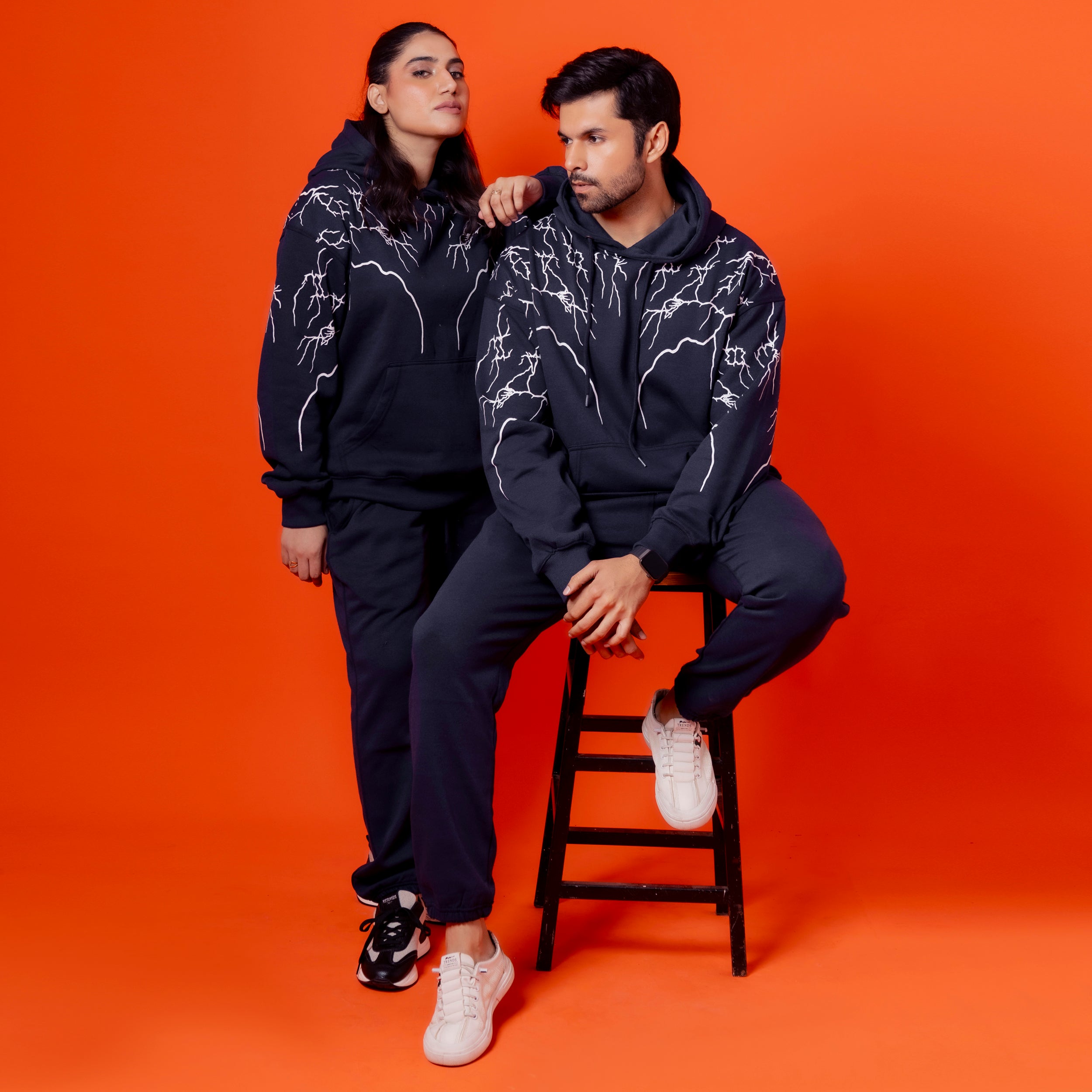 Women Blue Graphic Fleece Tracksuit