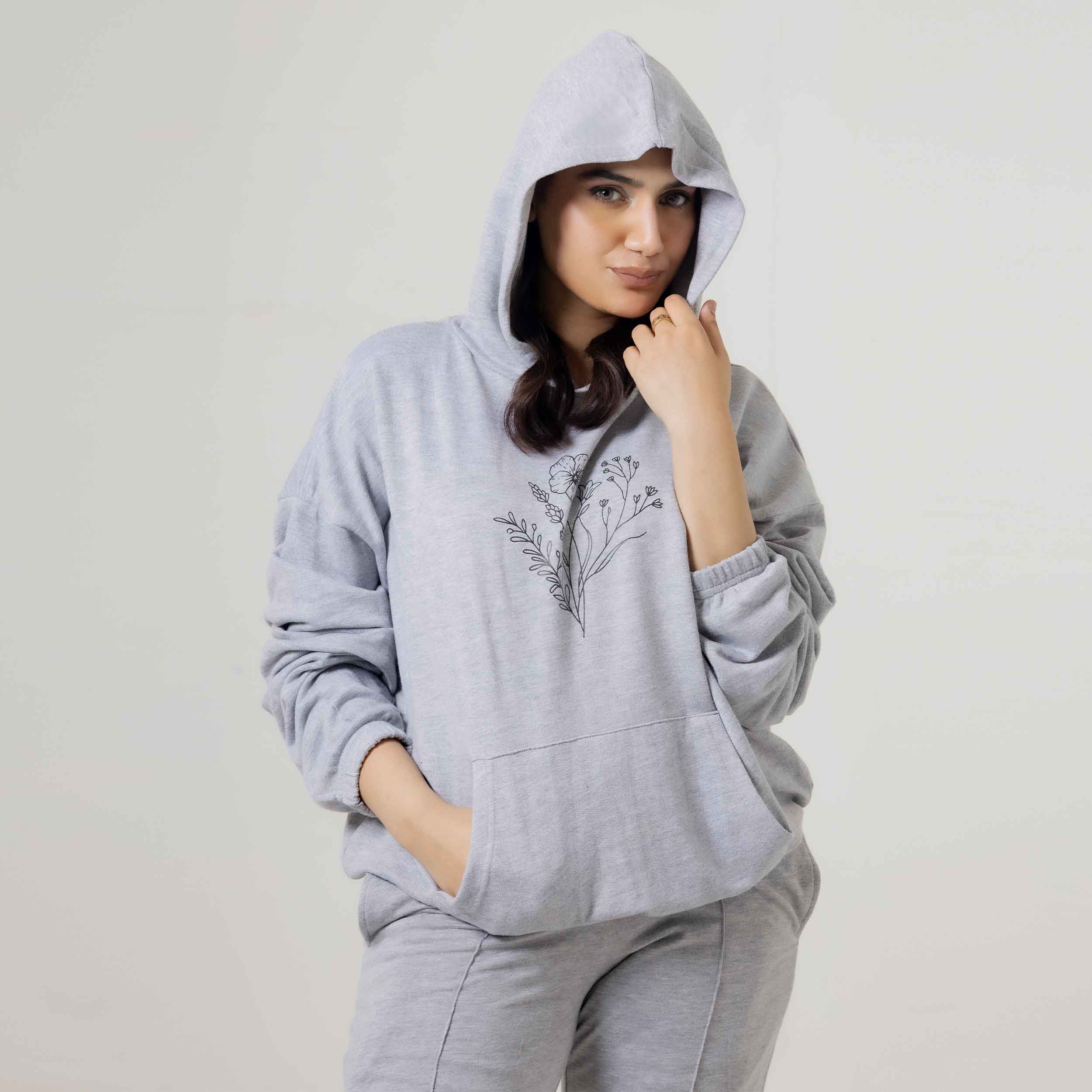 Comfort Wear Floral Graphic Grey Tracksuit