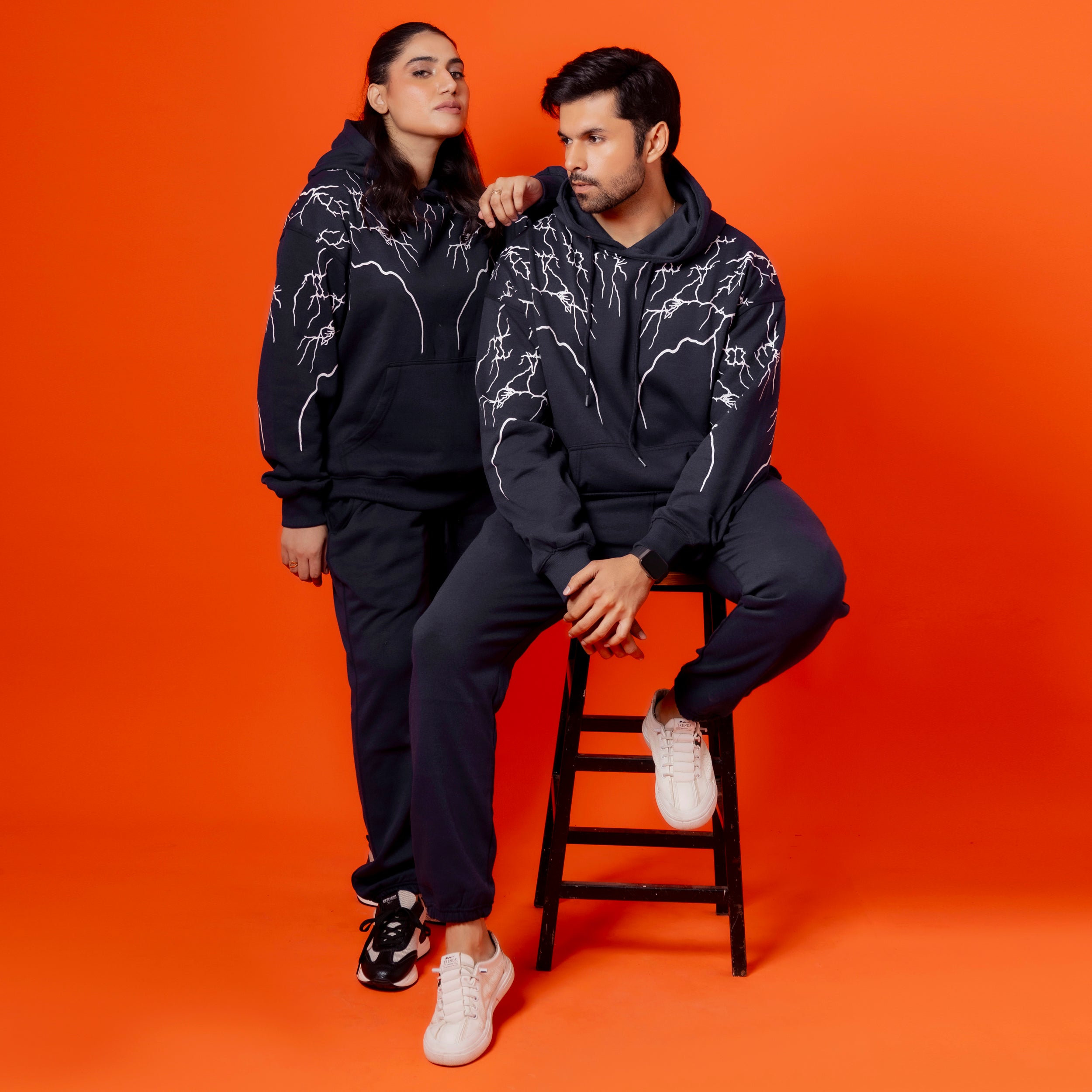 Black Men Graphic Fleece Tracksuit