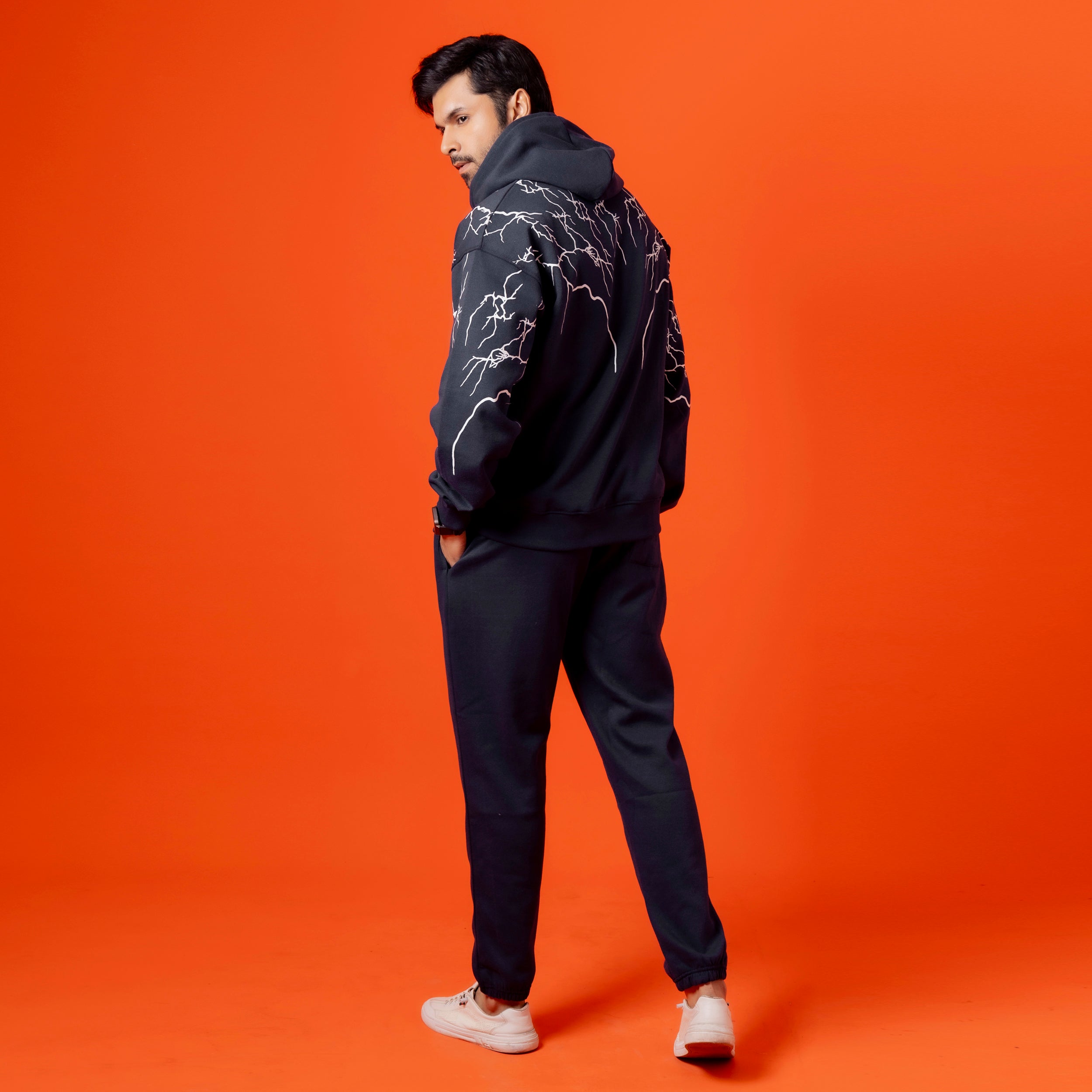 Black Men Graphic Fleece Tracksuit