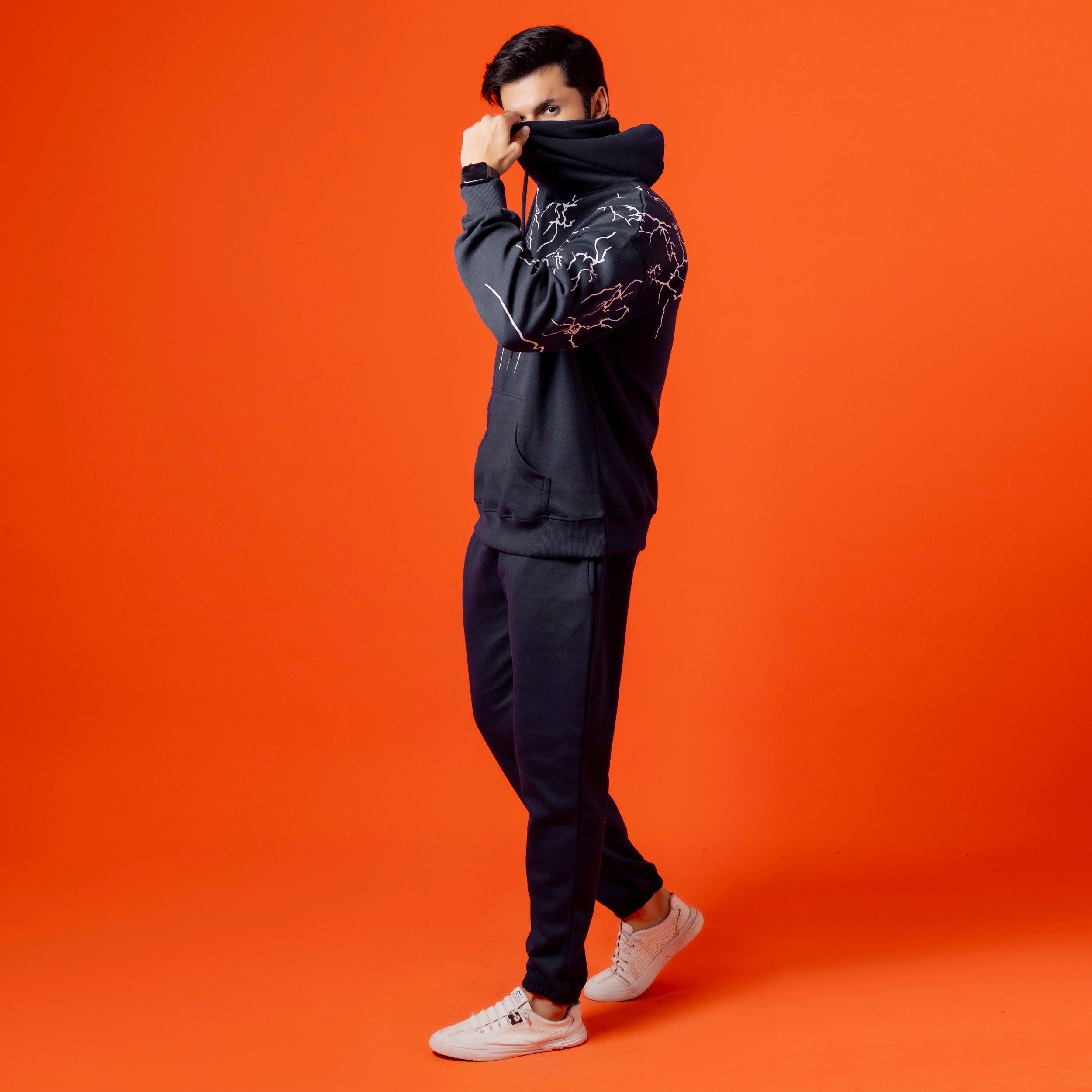 Black Men Graphic Fleece Tracksuit