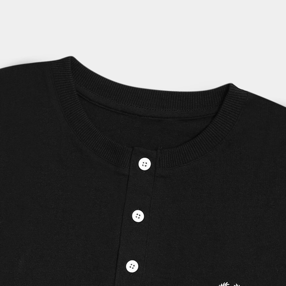 Men Henly Black T Shirt