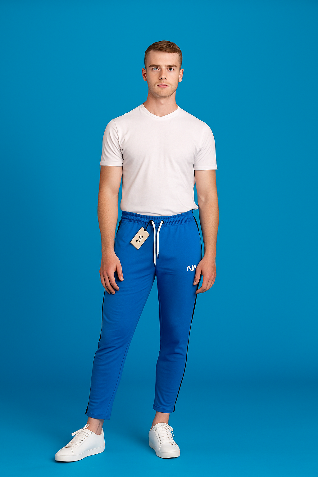Royal Blue Trousers with Black Panel