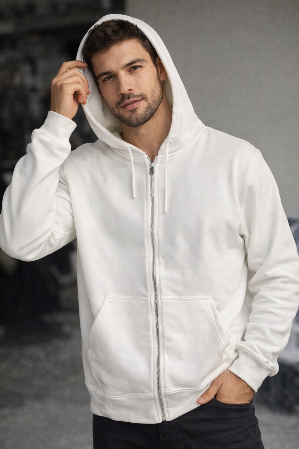 White Fleece Hoodie
