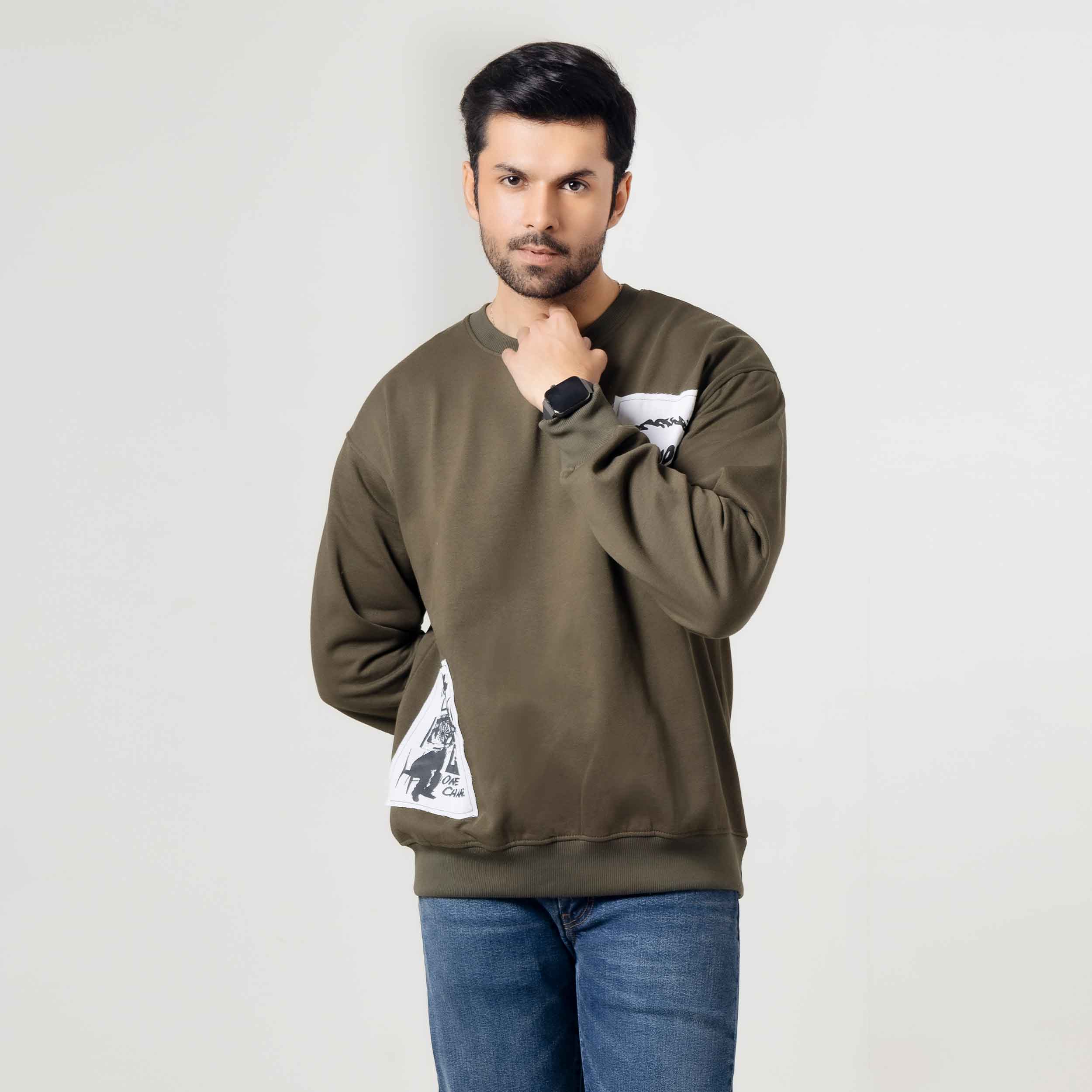 Military Green Streetwear Sweatshirt