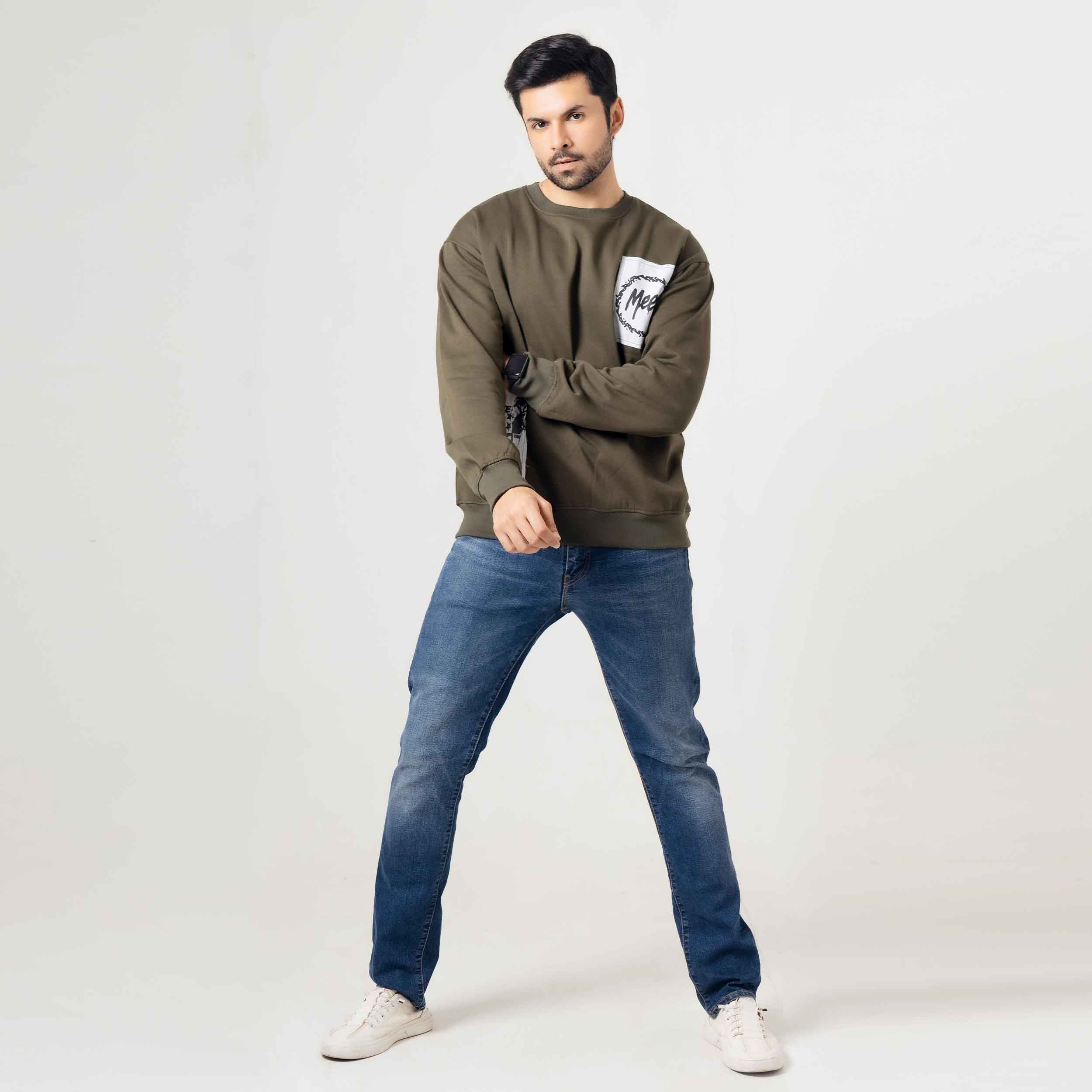 Military Green Streetwear Sweatshirt