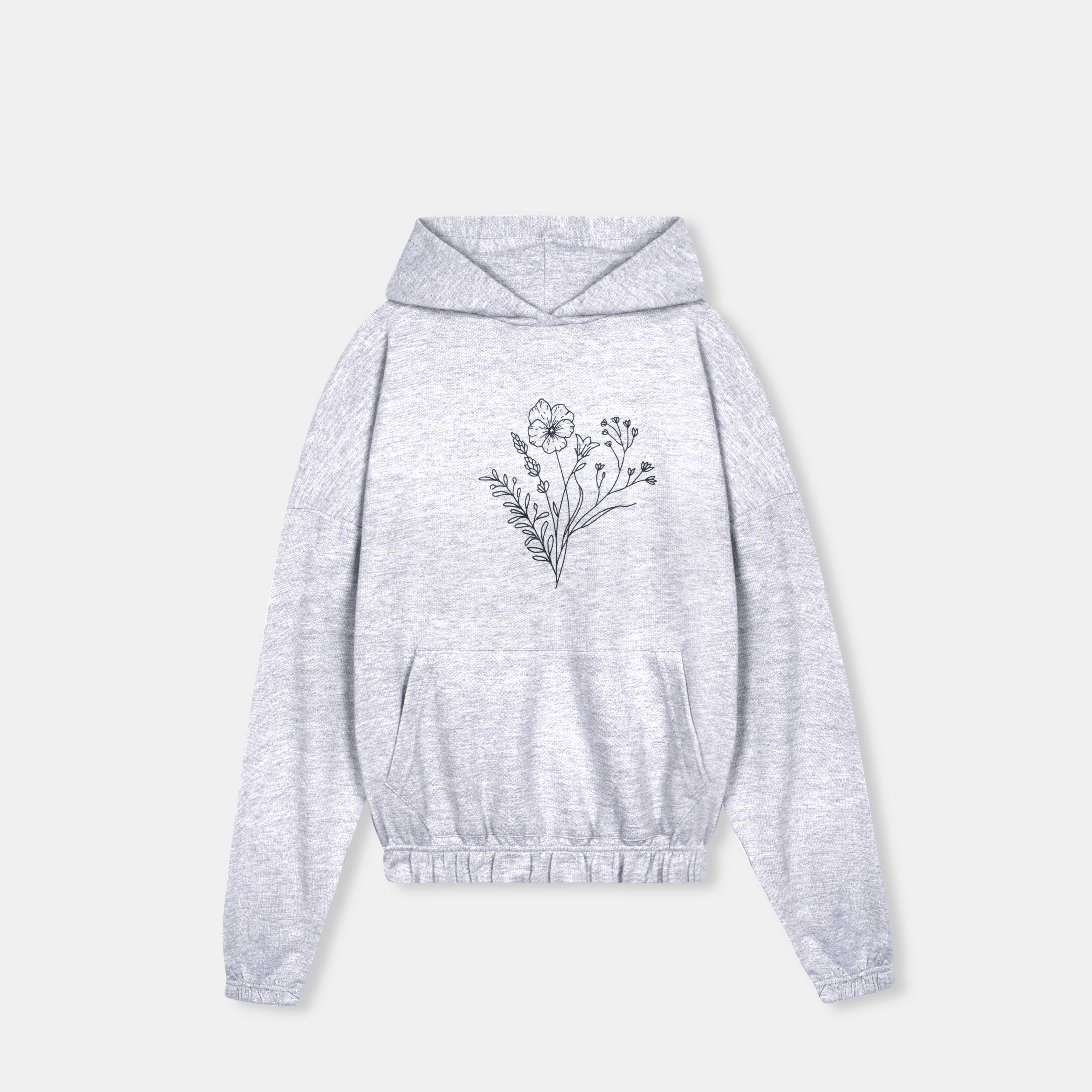 Grey Floweral Hoodie