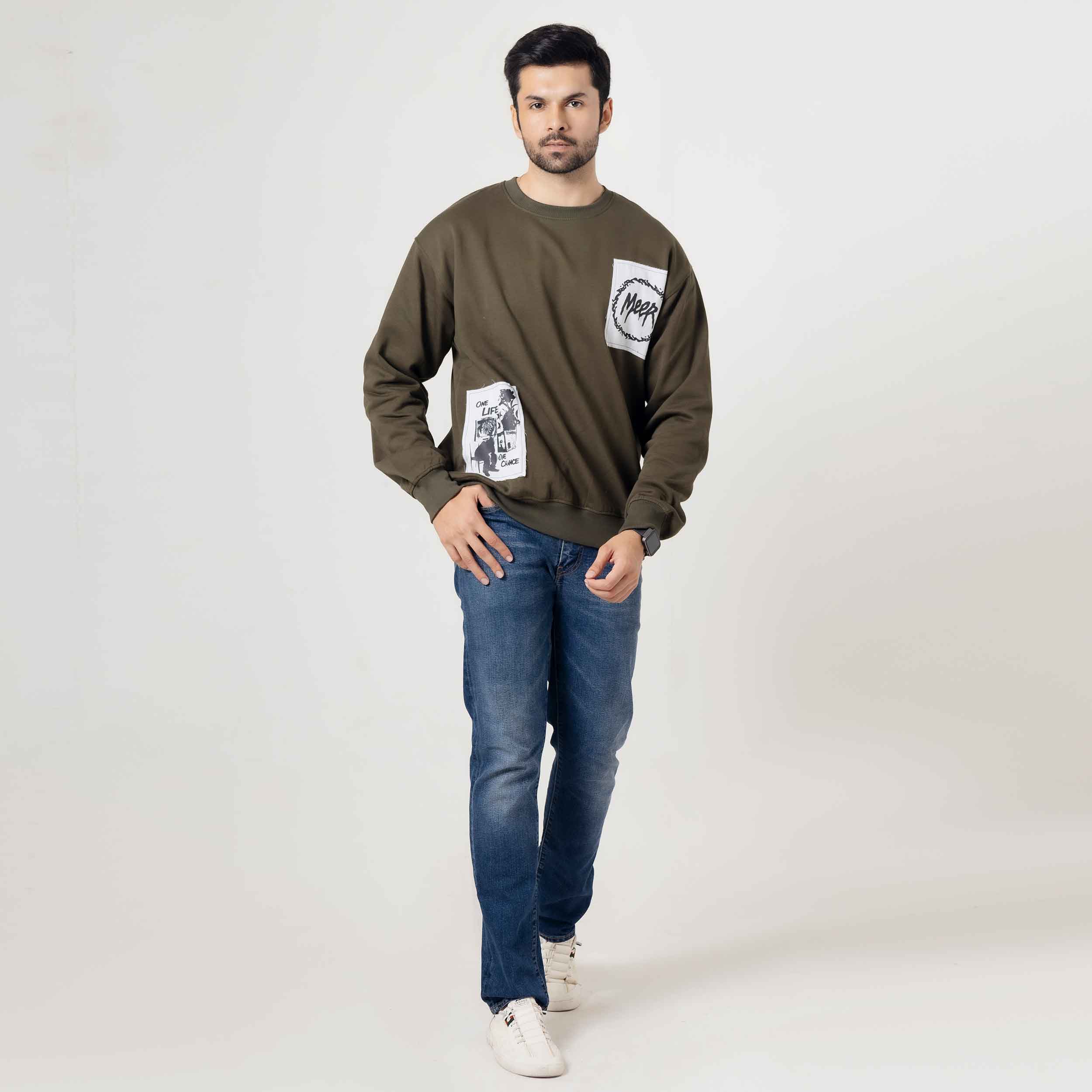 Military Green Streetwear Sweatshirt