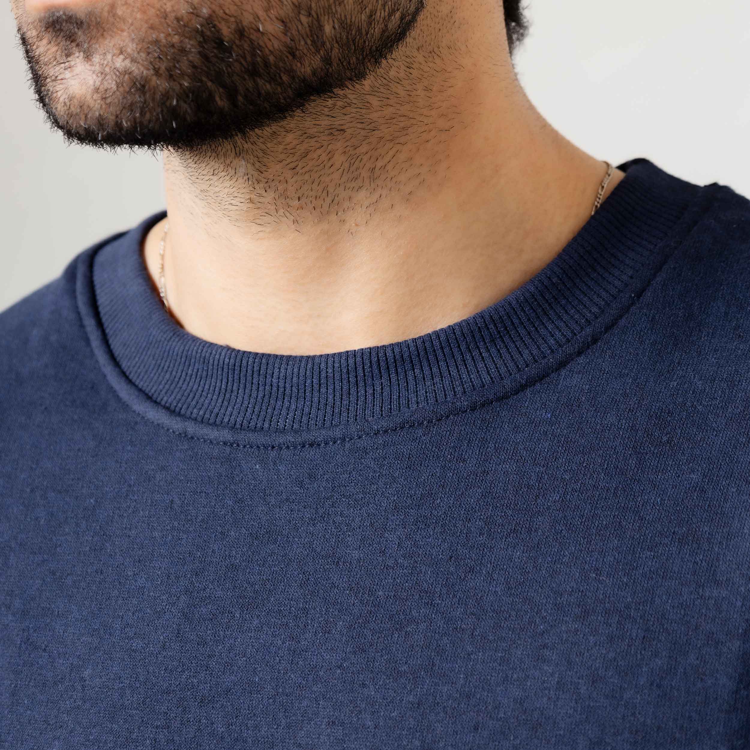 Men's Navy Blue Crew Neck Sweatshirt