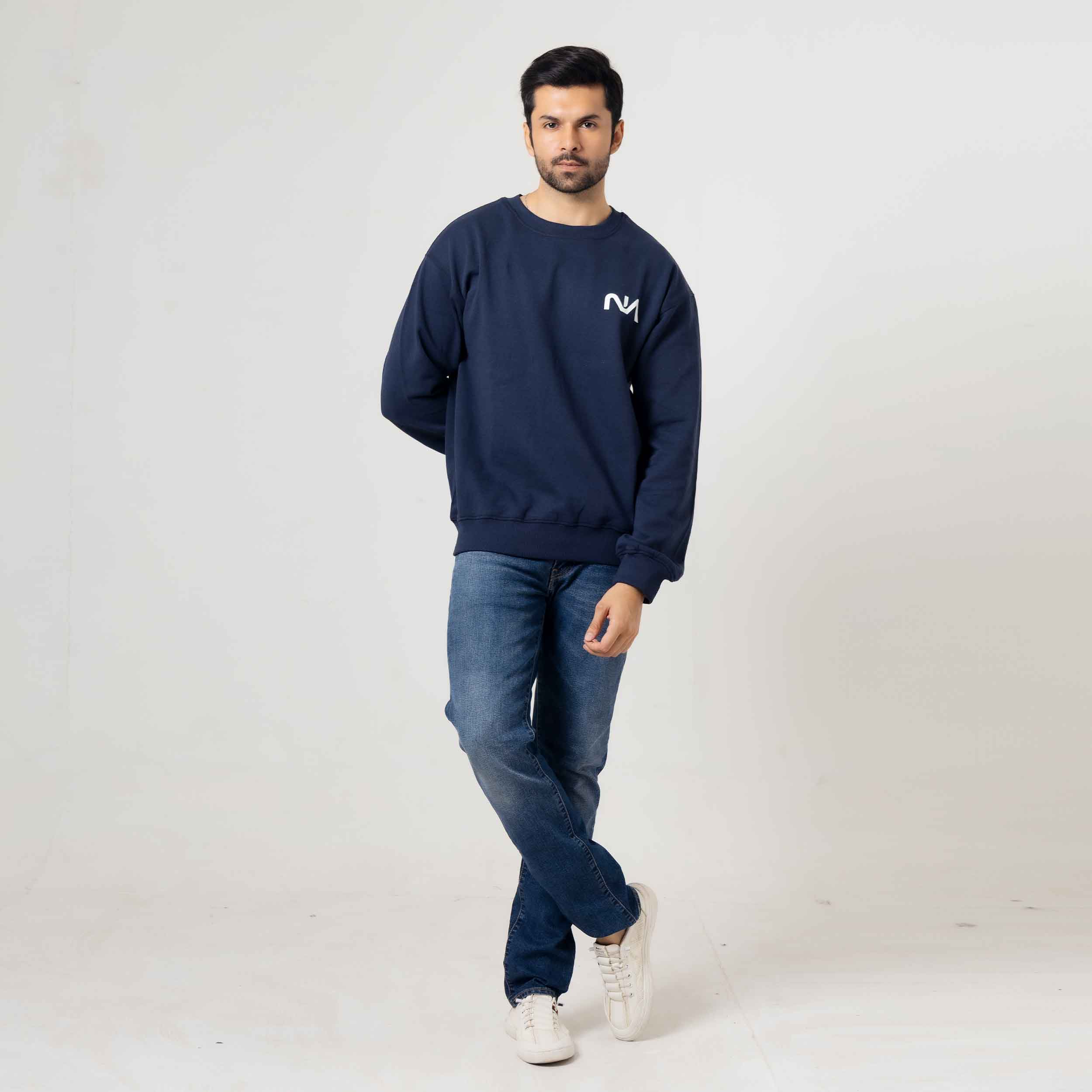 Men's Navy Blue Crew Neck Sweatshirt