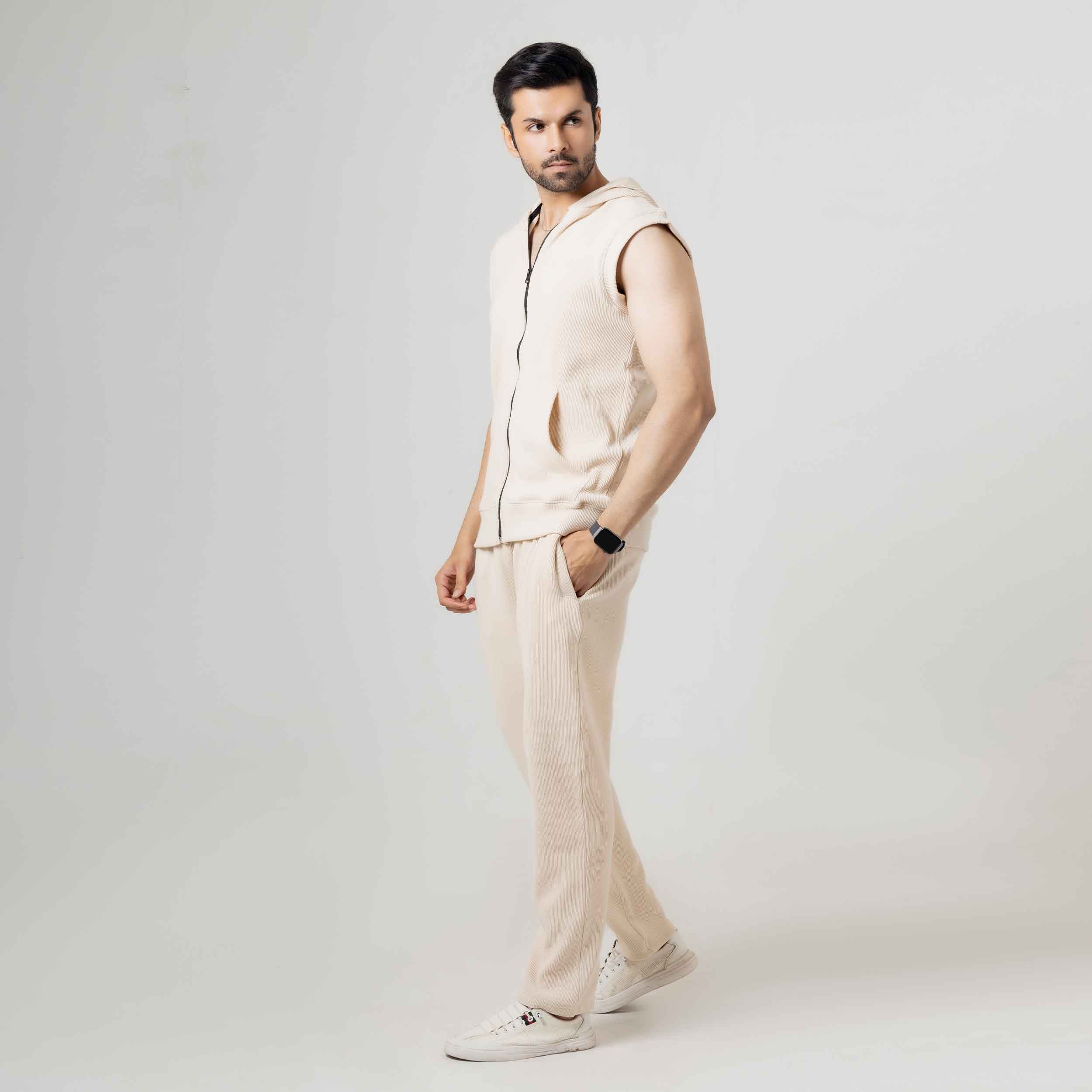 Men's Sleeveless Hooded Tracksuit Set