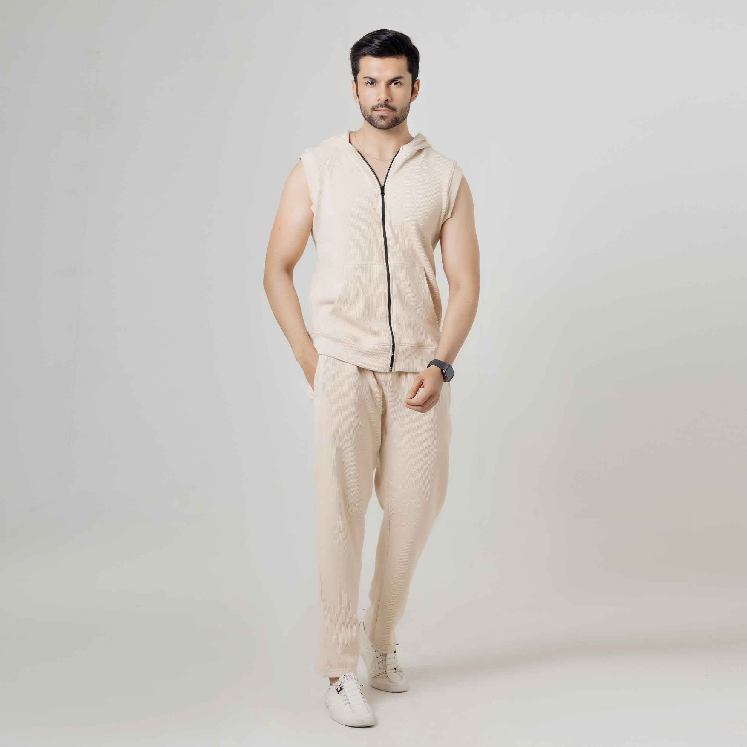 Men's Sleeveless Hooded Tracksuit Set