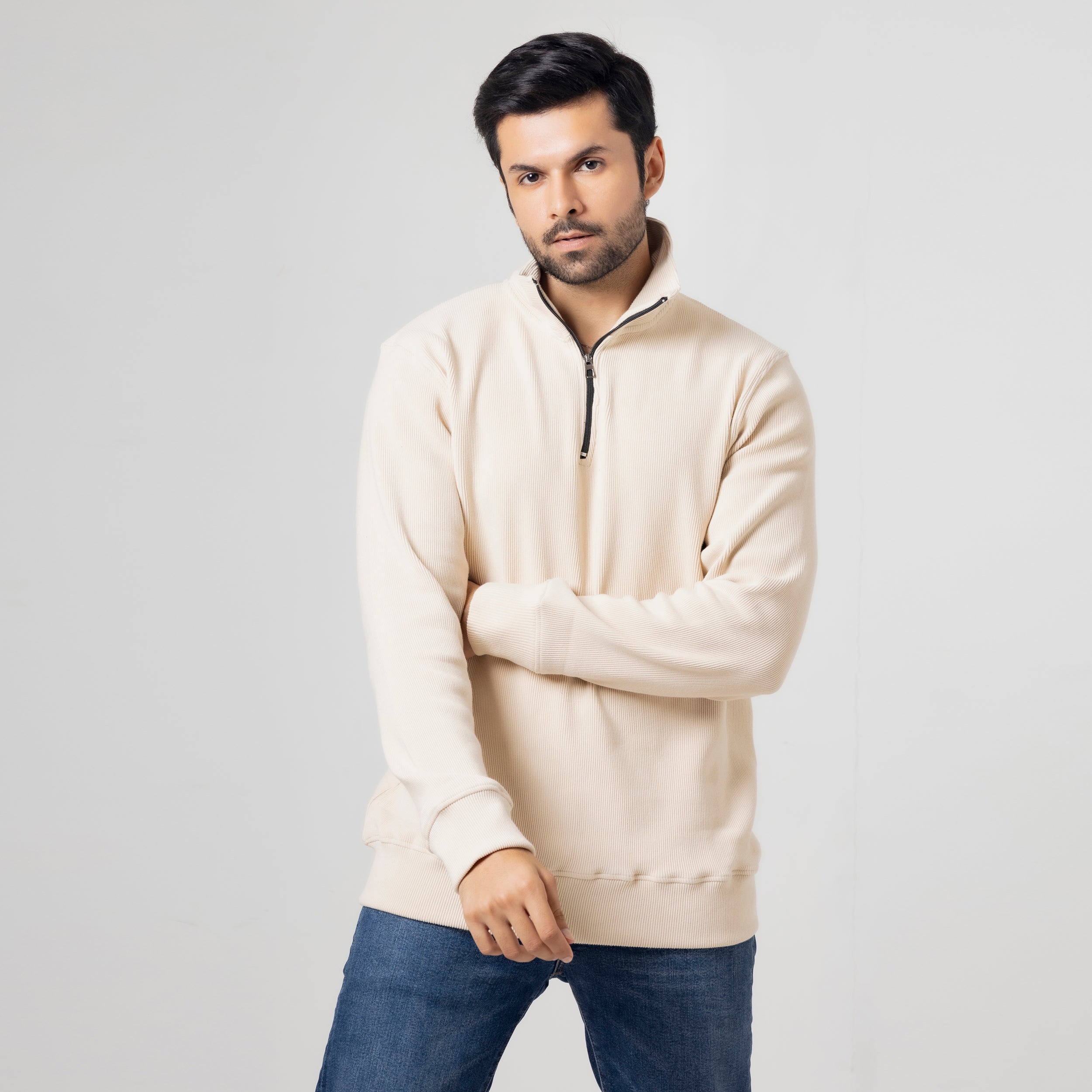 Mock Neck Zip Fleece Sweatshirt