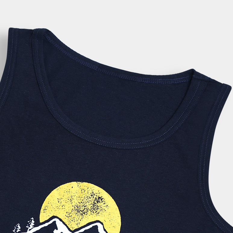 Mountains Pritn Navy Sleeveless