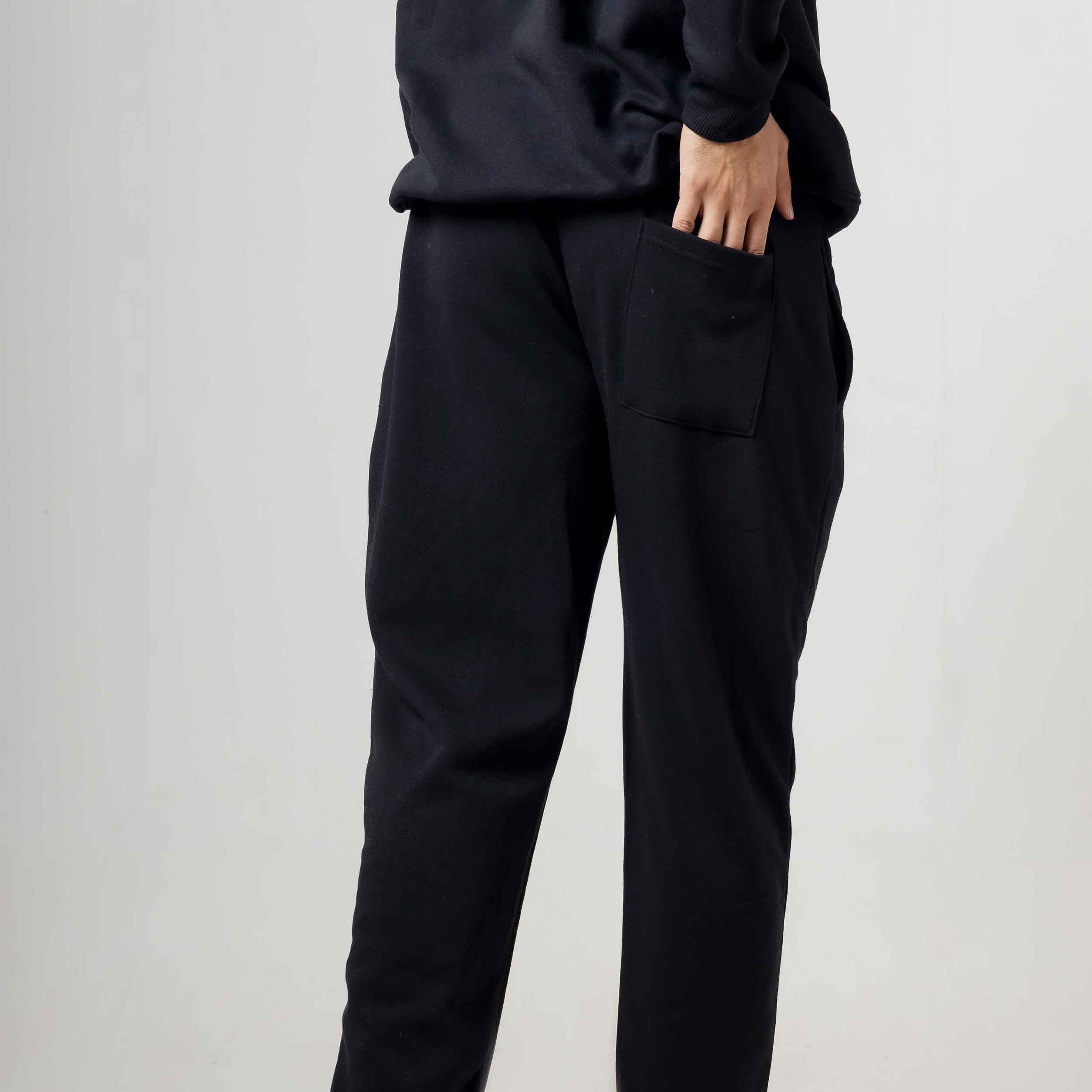 Casual Black Fleece Trousers