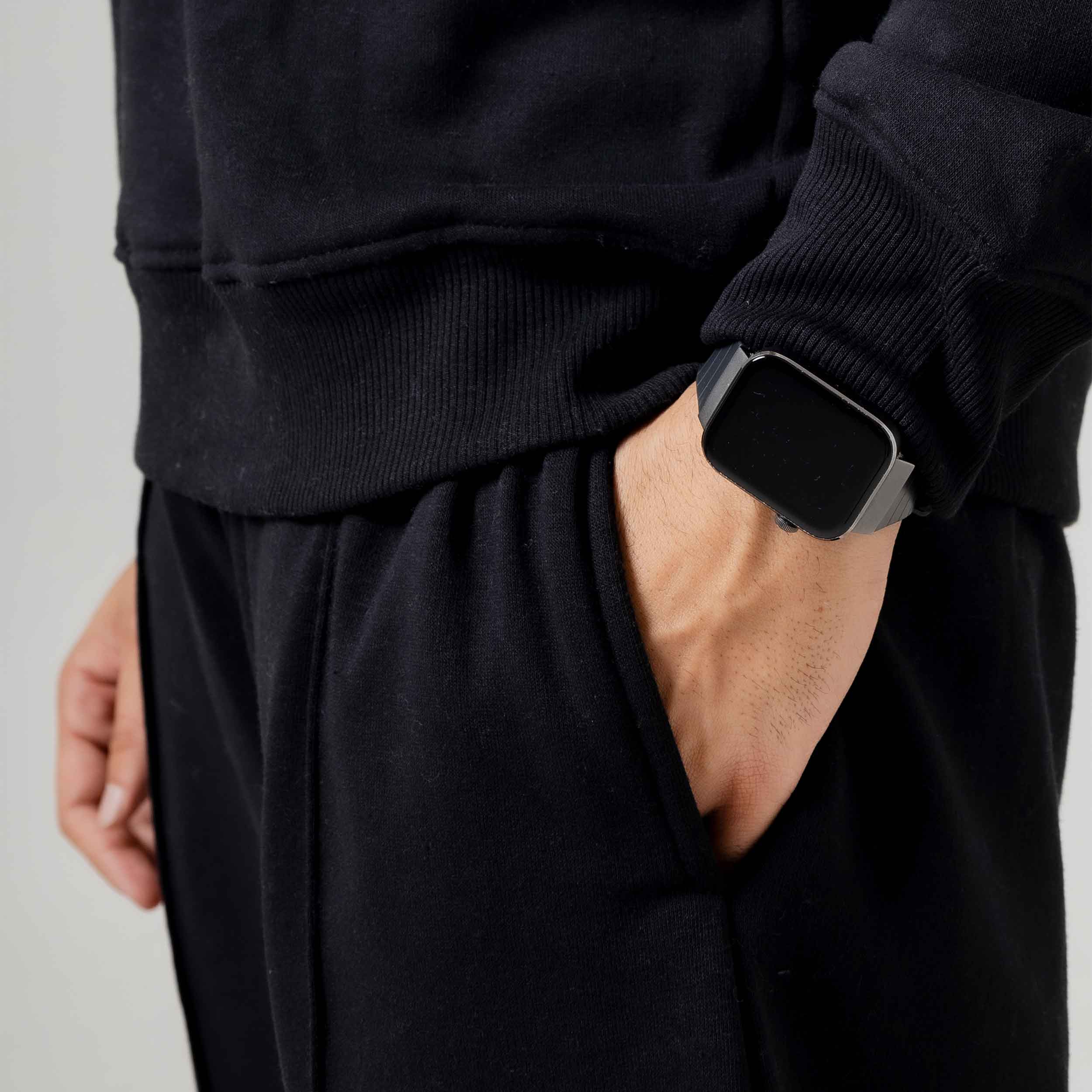 Casual Black Fleece Trousers