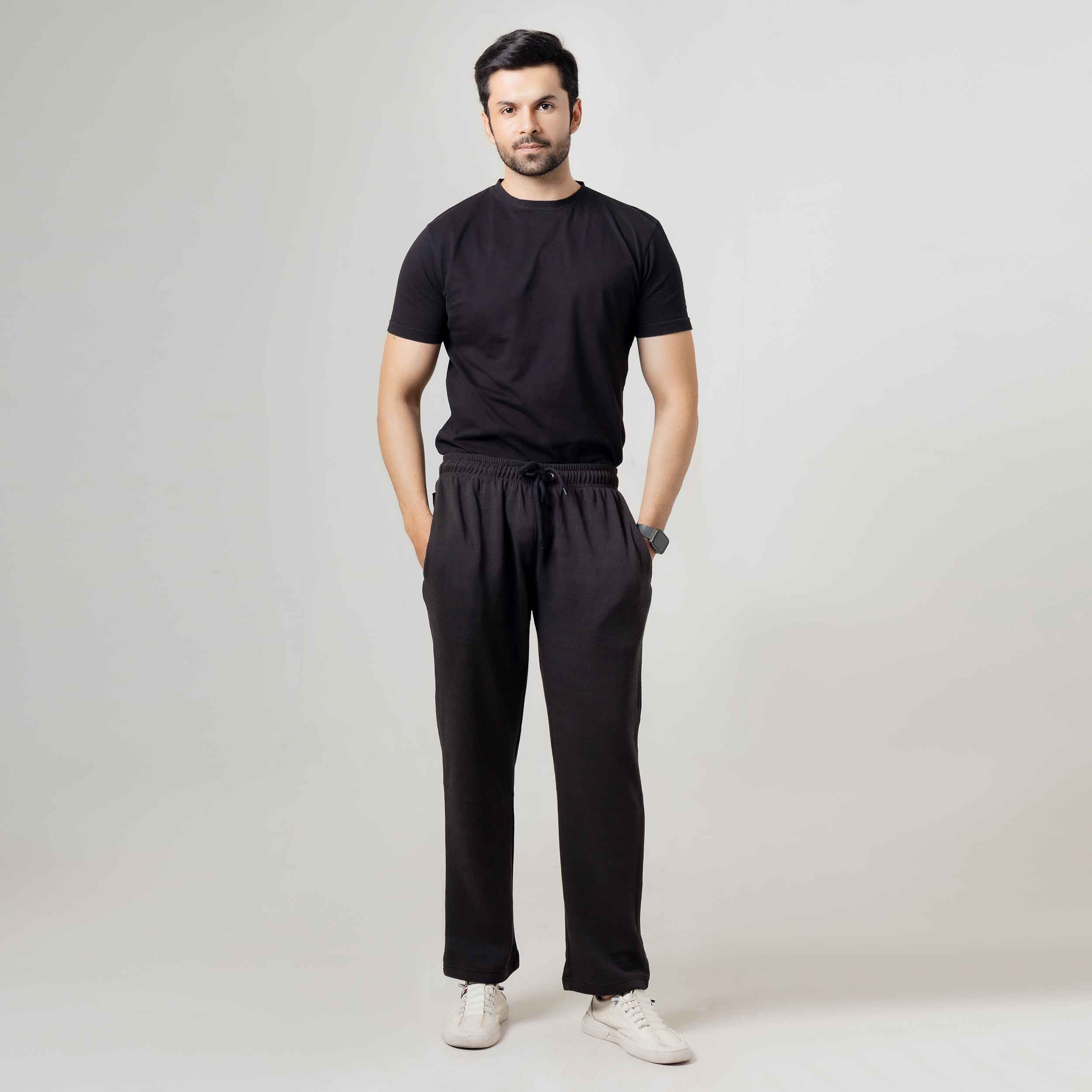 Men's Basic Black Lounge Wear Trousers