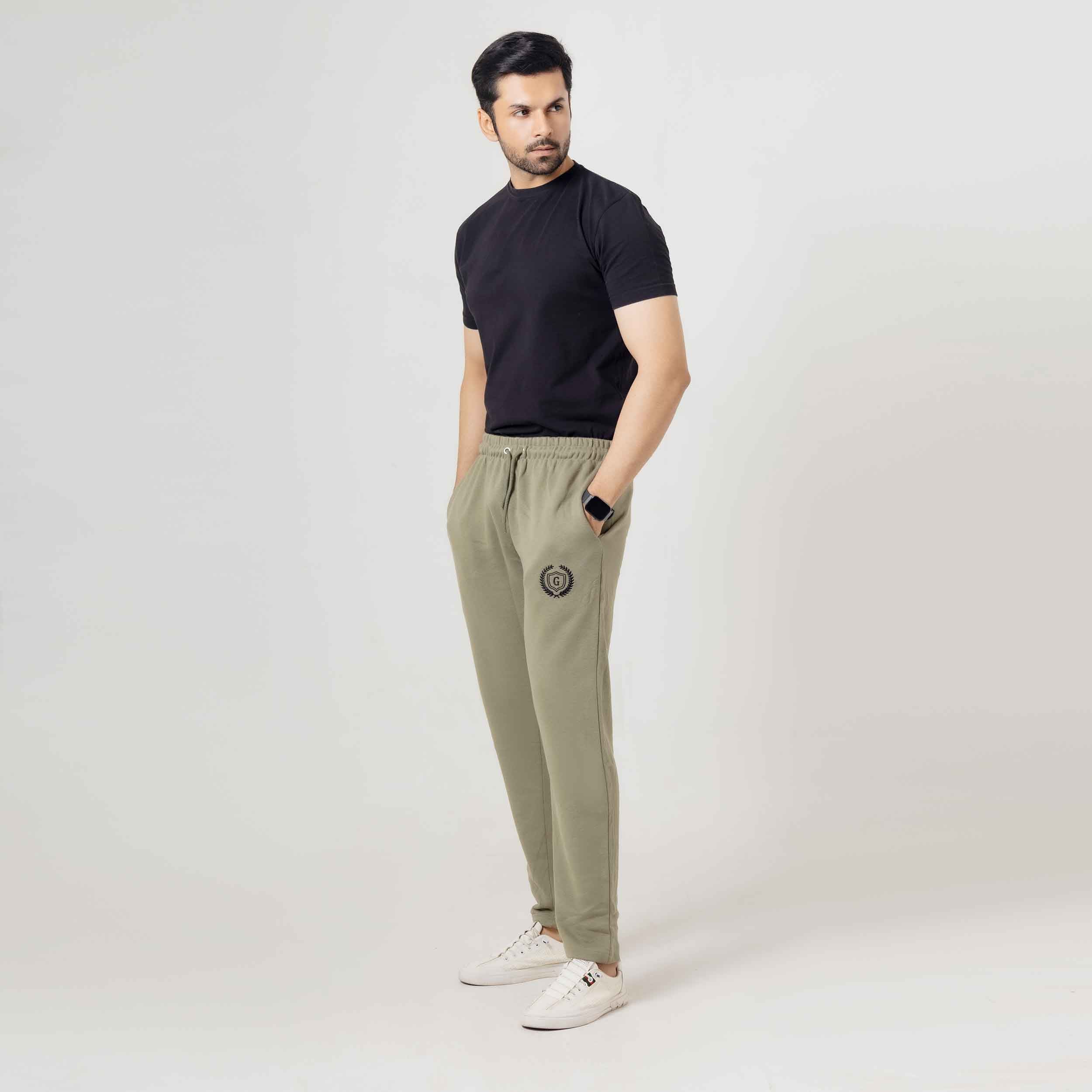 Men's Olive Green Lounge Wear Track Pants
