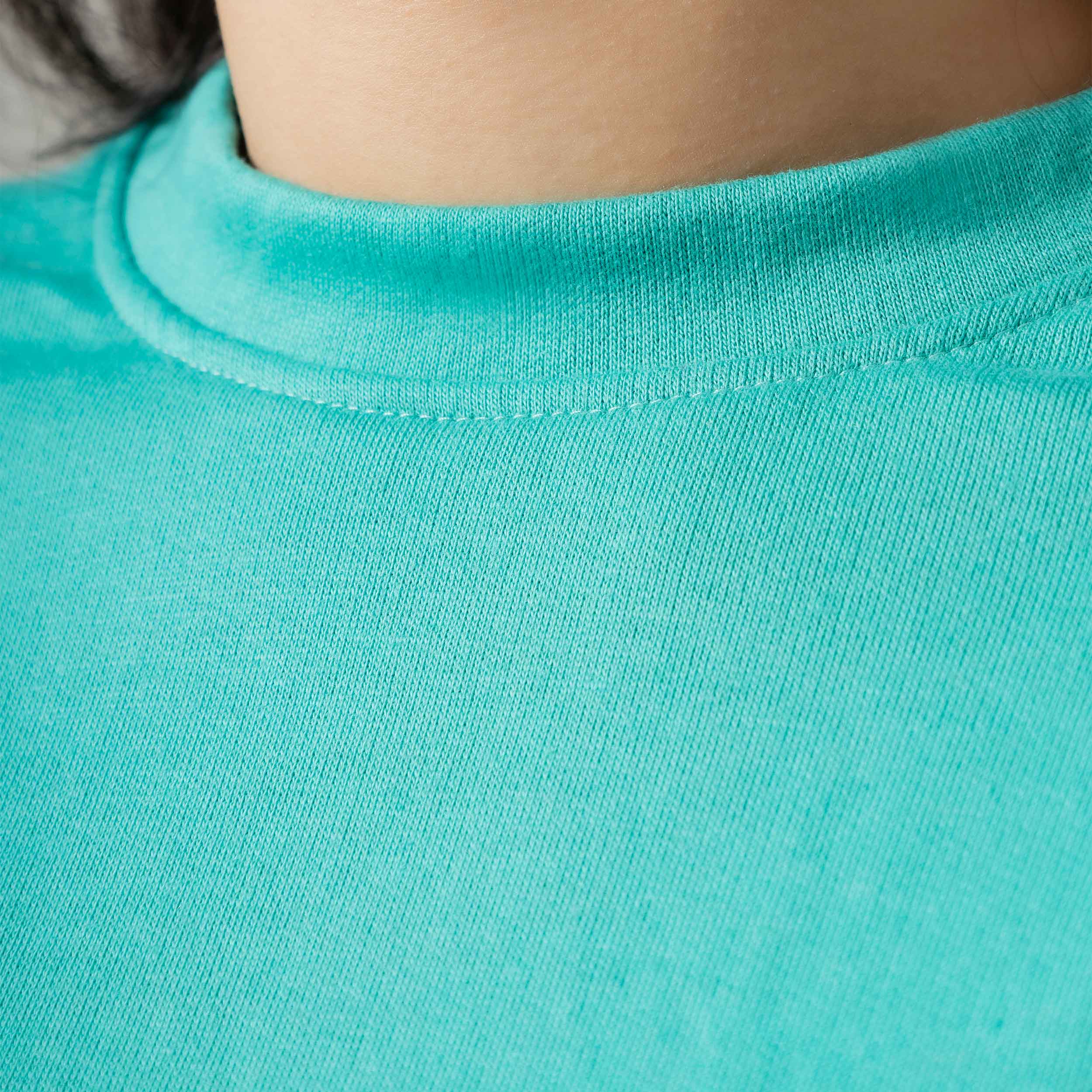Casual Drop Shoulder Aqua Blue Sweatshirt