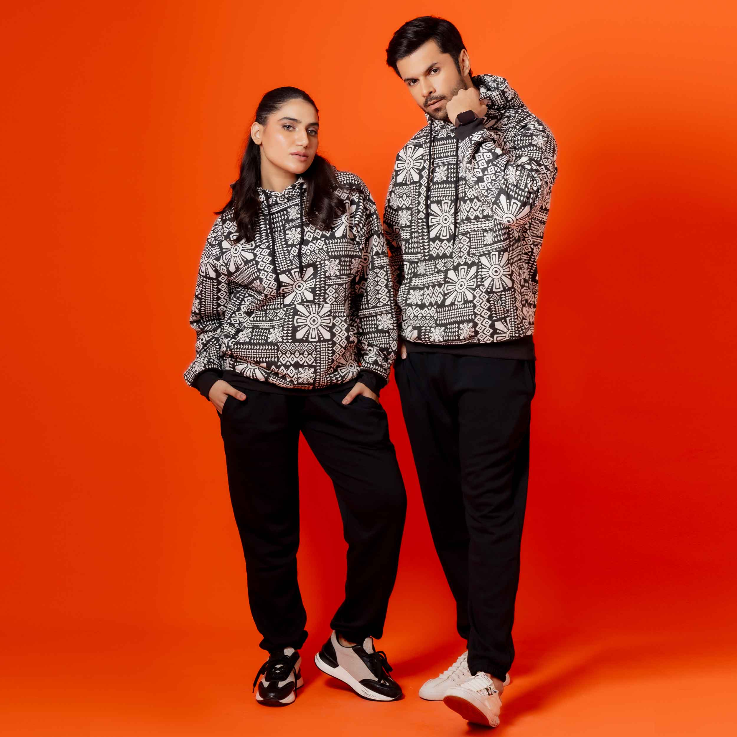 Women Monochrome Fleece Hoodie