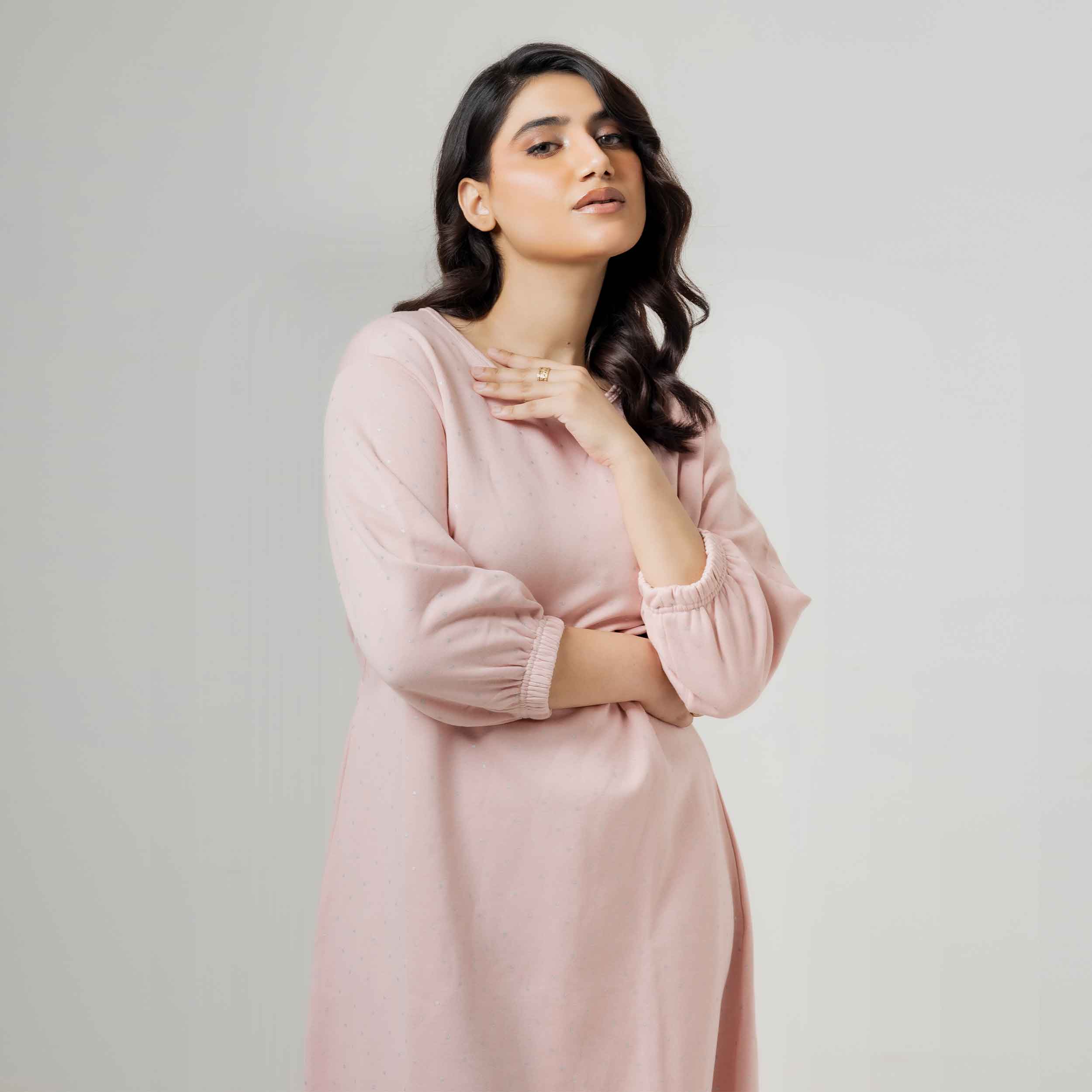 Comfort Knit Side Slit Pink Frock