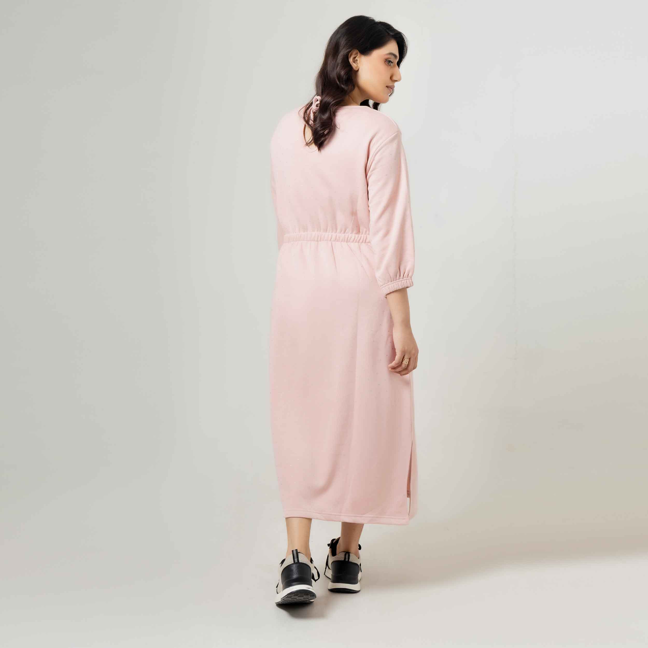 Comfort Knit Side Slit Pink Frock