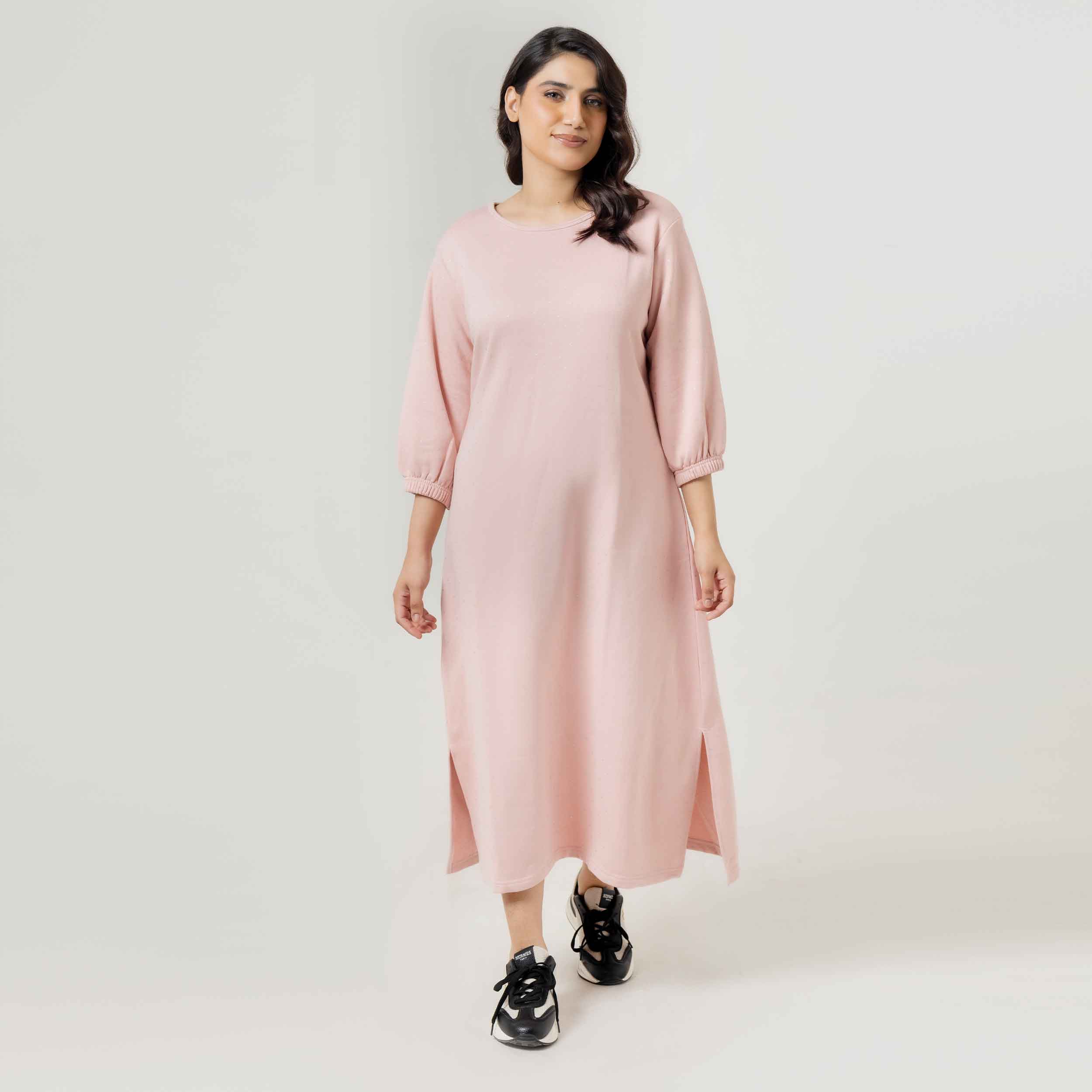 Comfort Knit Side Slit Pink Frock