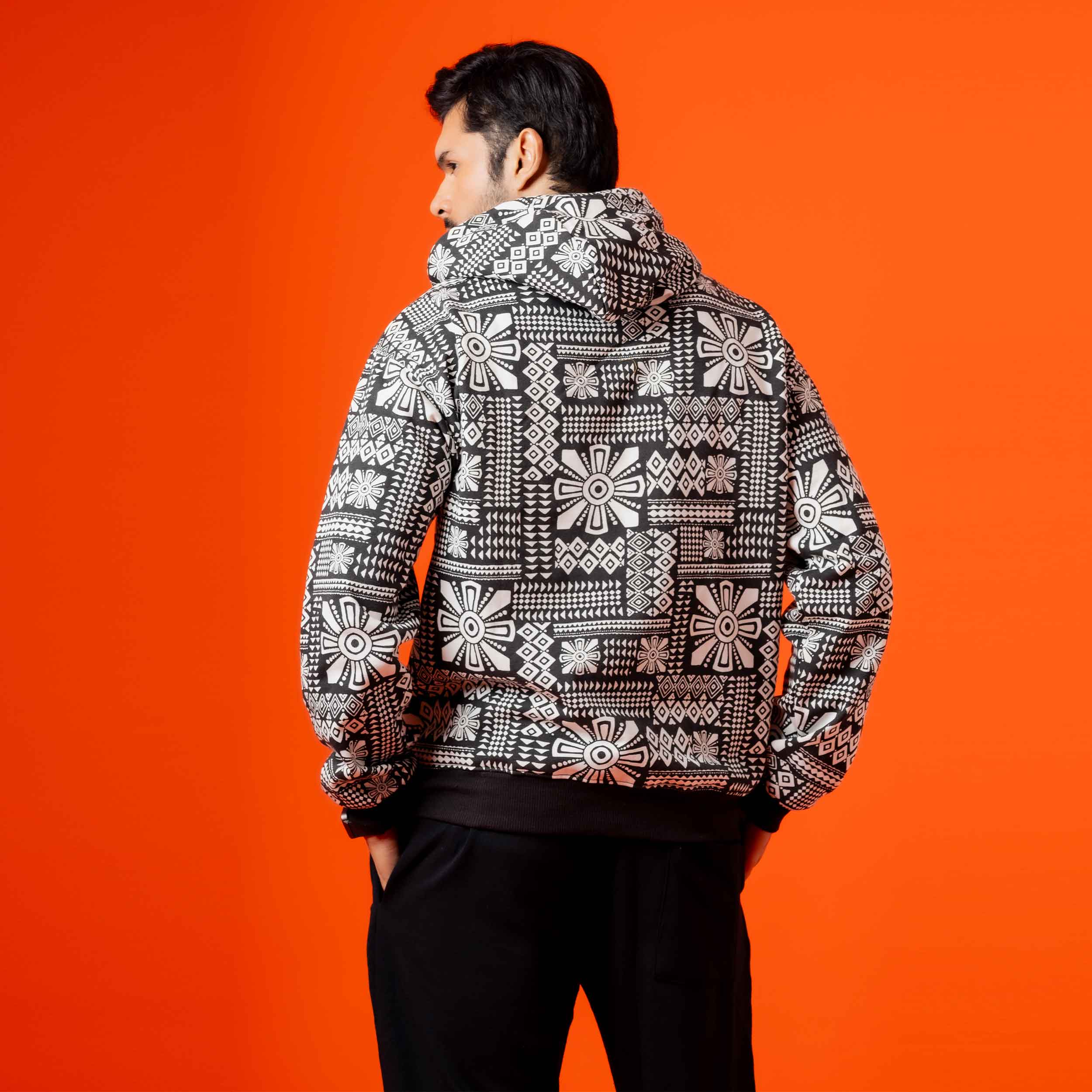 Men Monochrome Fleece Hoodie