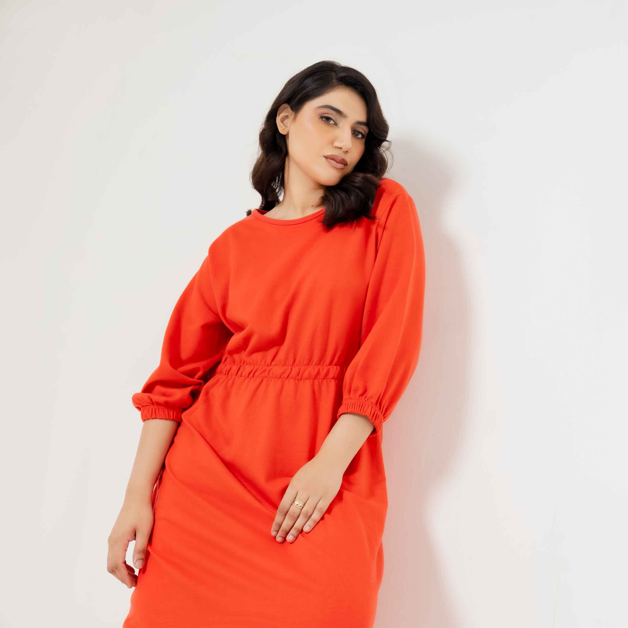 Long Sleeve Elastic Waist Frock