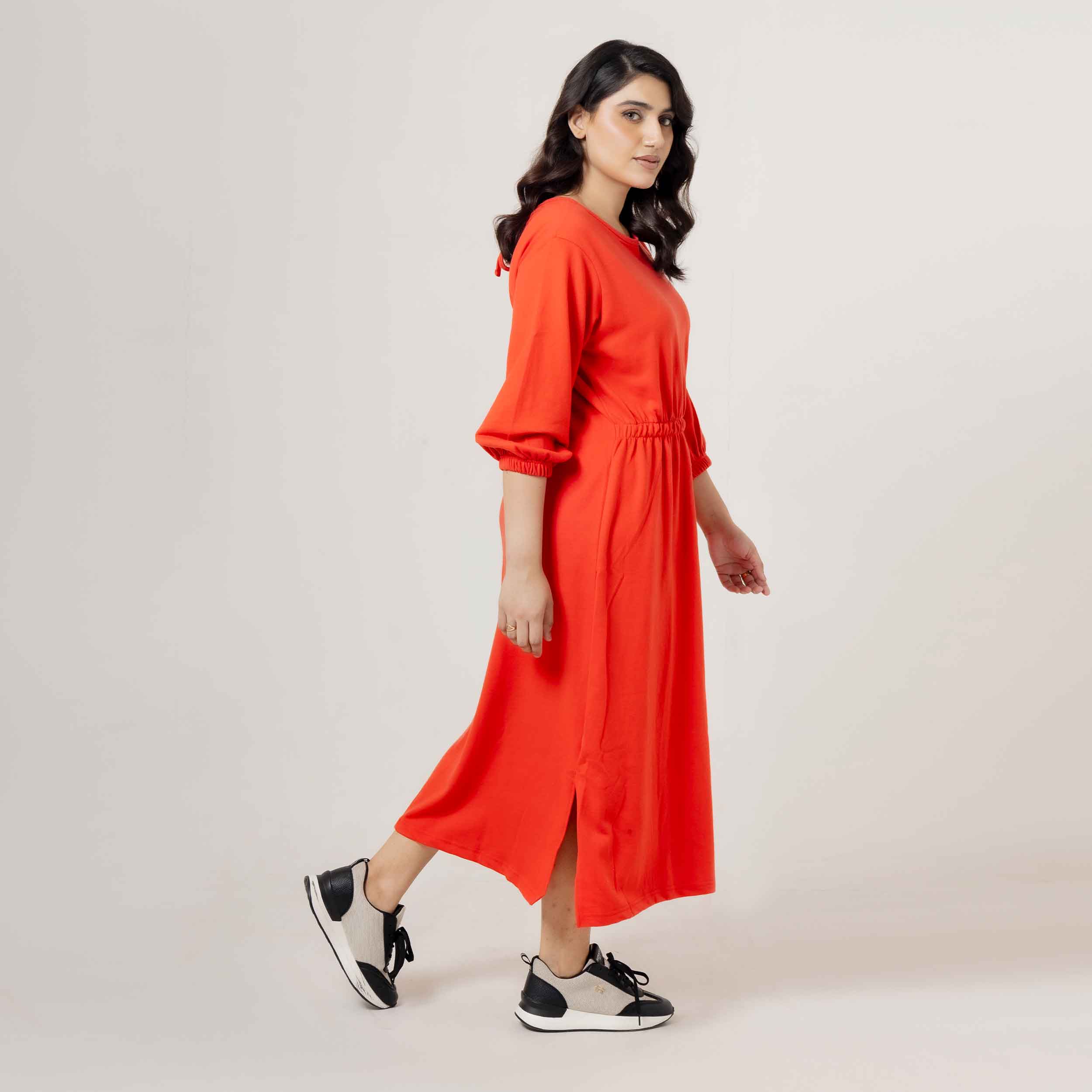 Long Sleeve Elastic Waist Frock