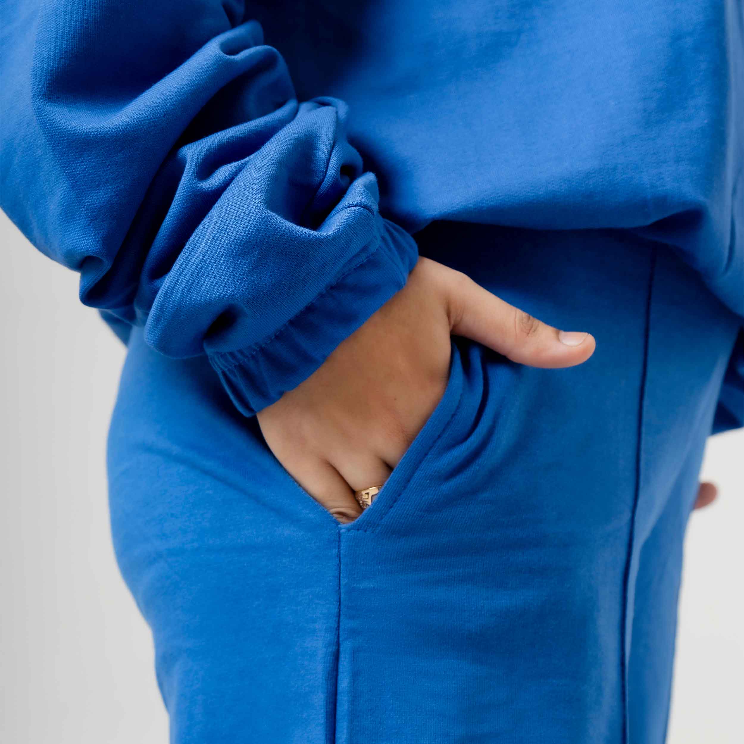 Vibrant Blue Casual Tracksuit Set