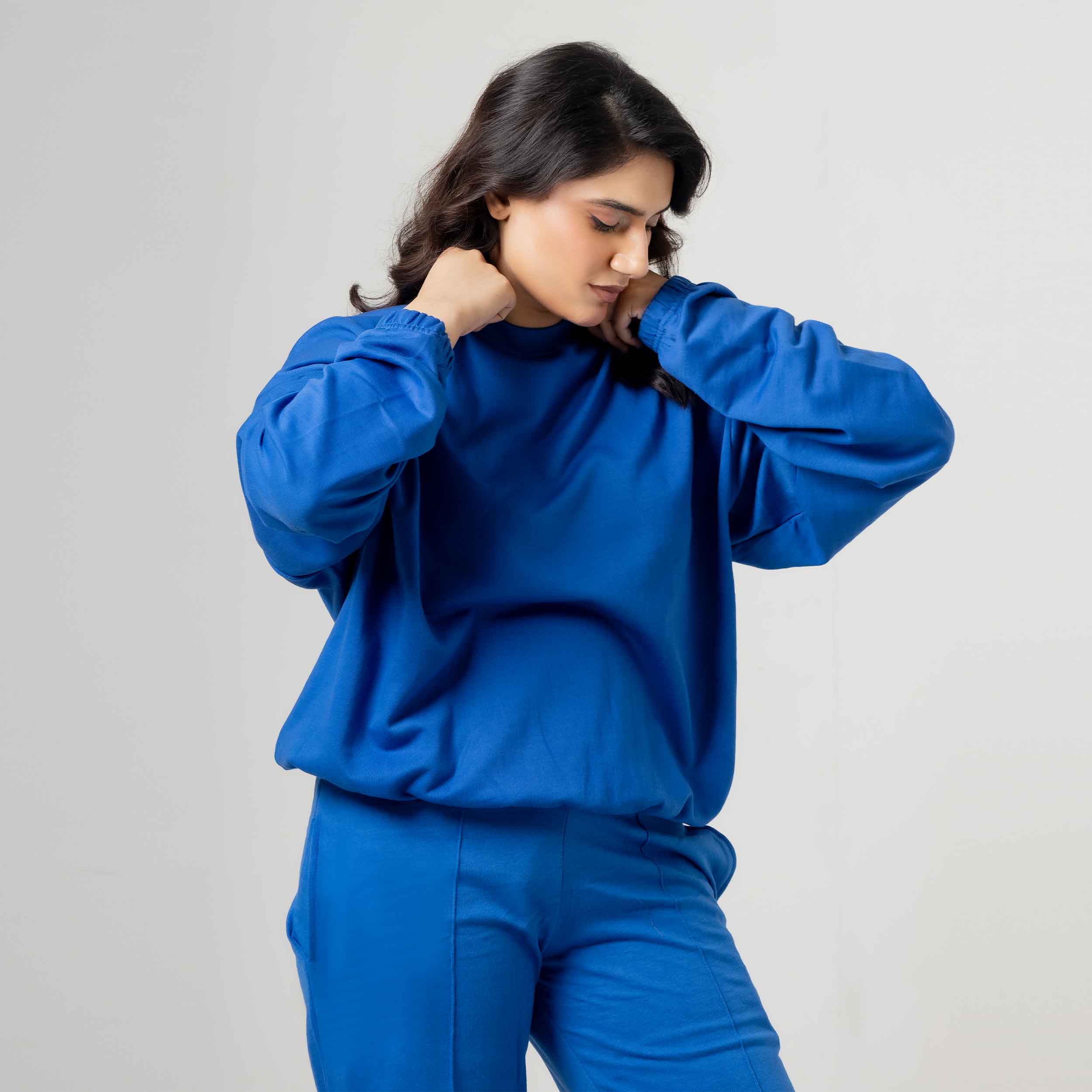 Vibrant Blue Casual Tracksuit Set