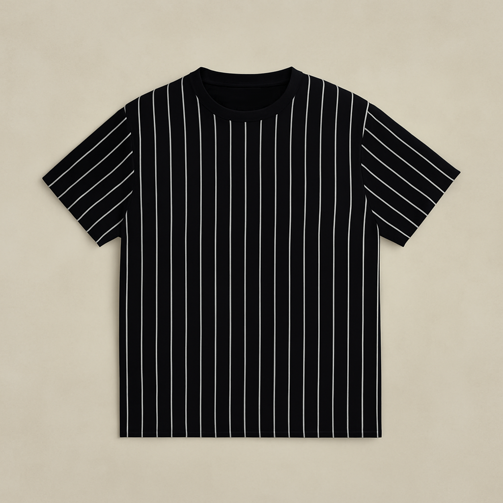 Black Striped Print Tee