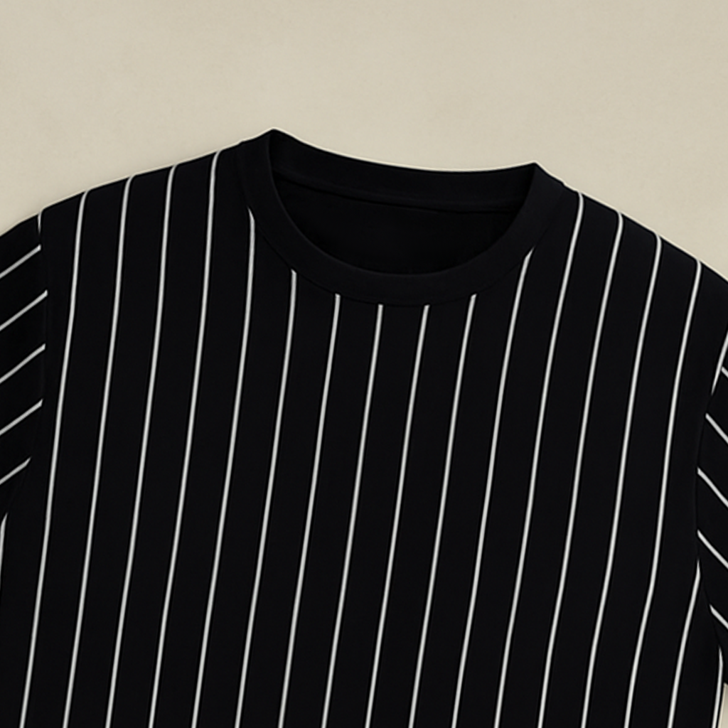 Black Striped Print Tee